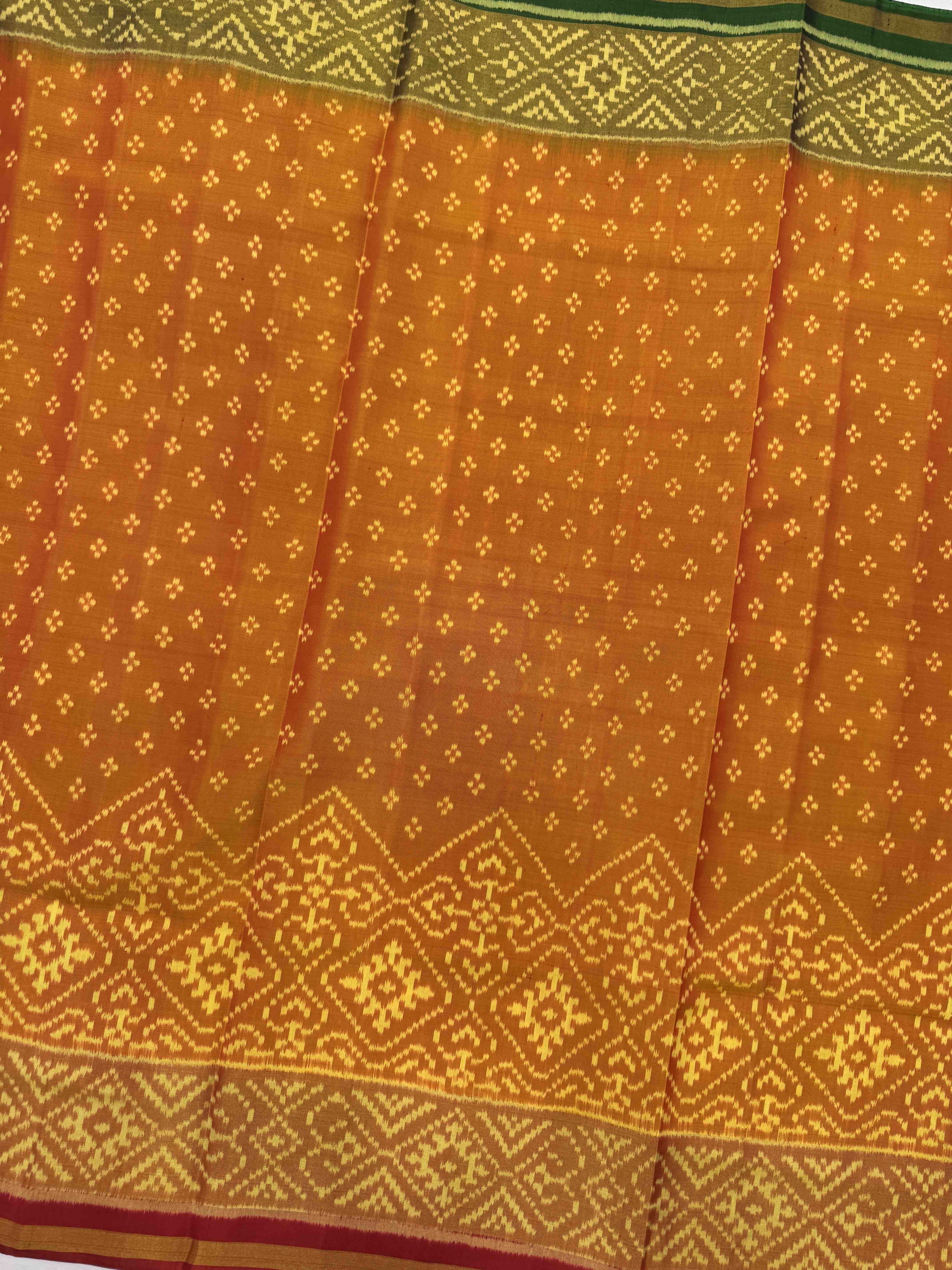 Golden Yellow Booty with Panchanda Scut Border Patola Saree