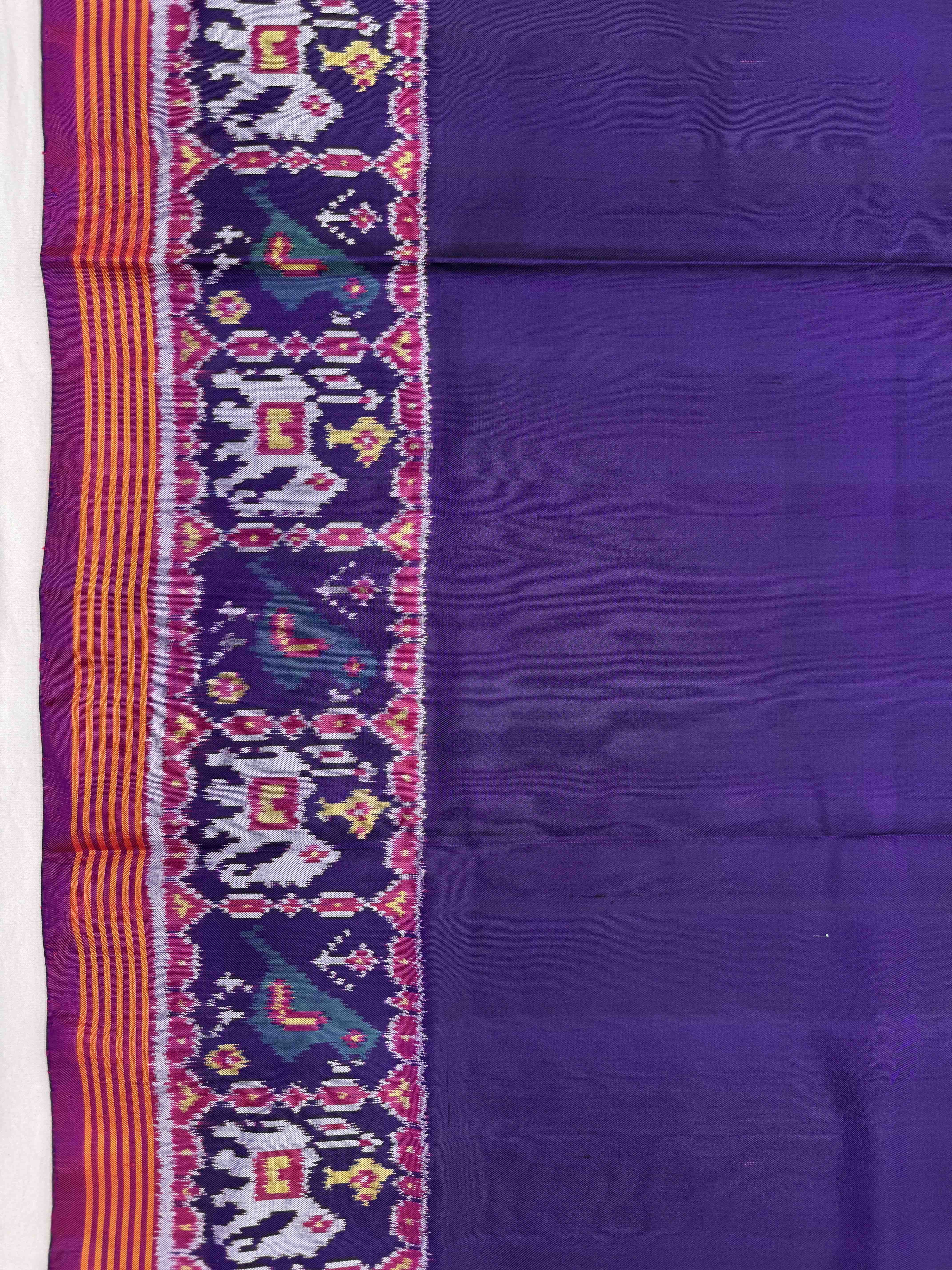 Magenta Purple Plain Single Ikat Patan Patola Saree