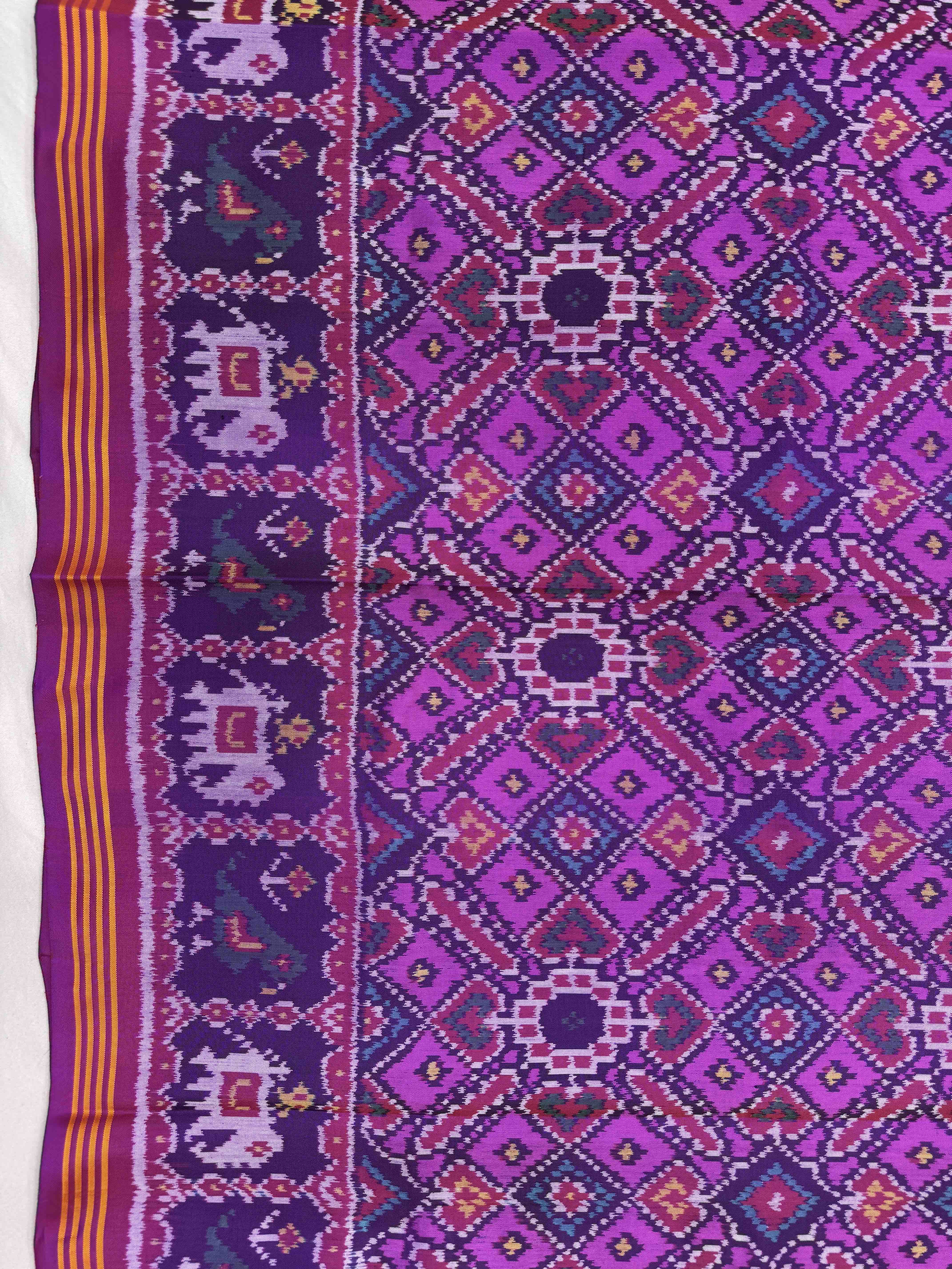 Purple & Pink Manekchowk Single Ikat Patan Patola Saree