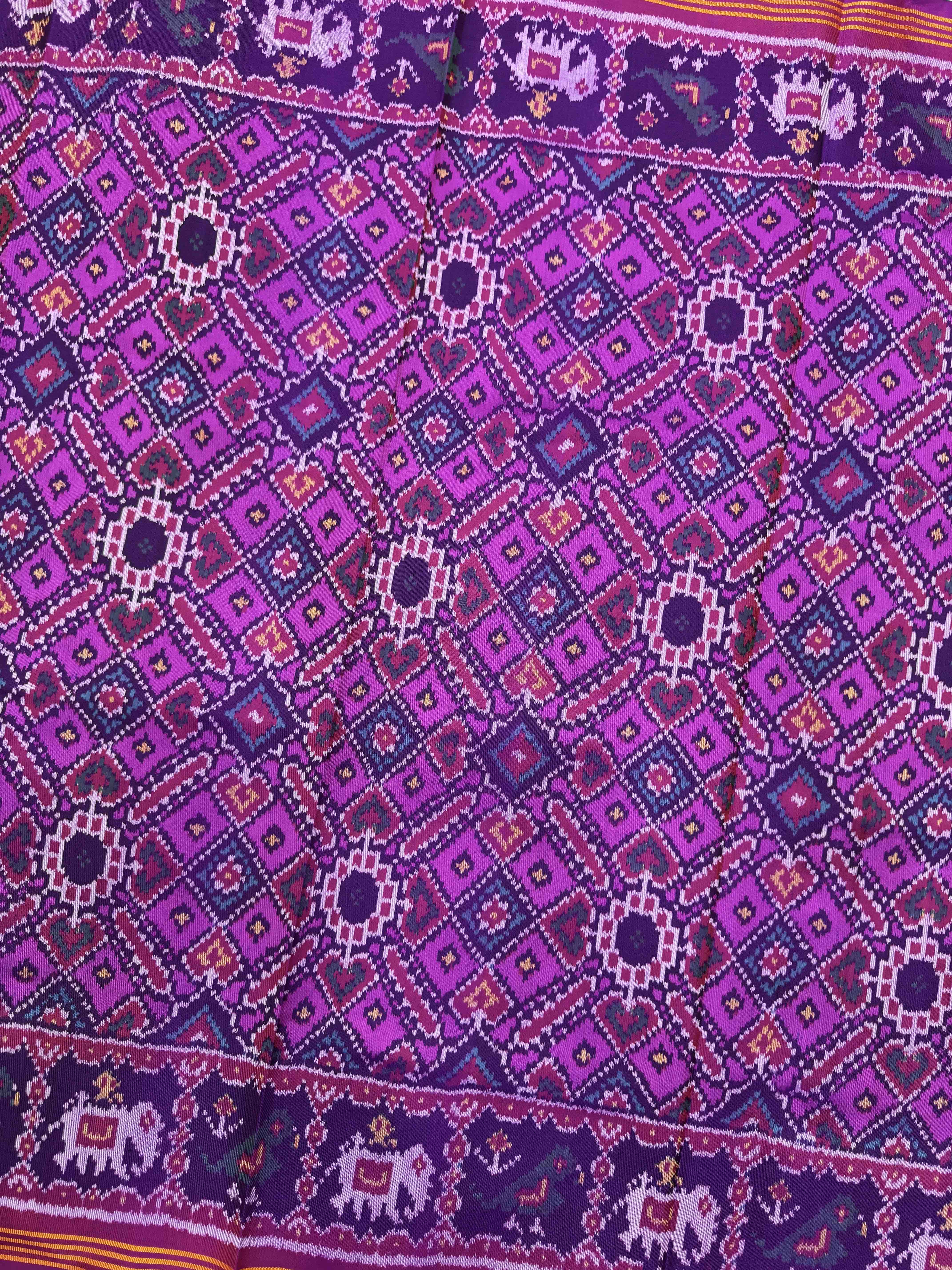 Purple & Pink Manekchowk Single Ikat Patan Patola Saree