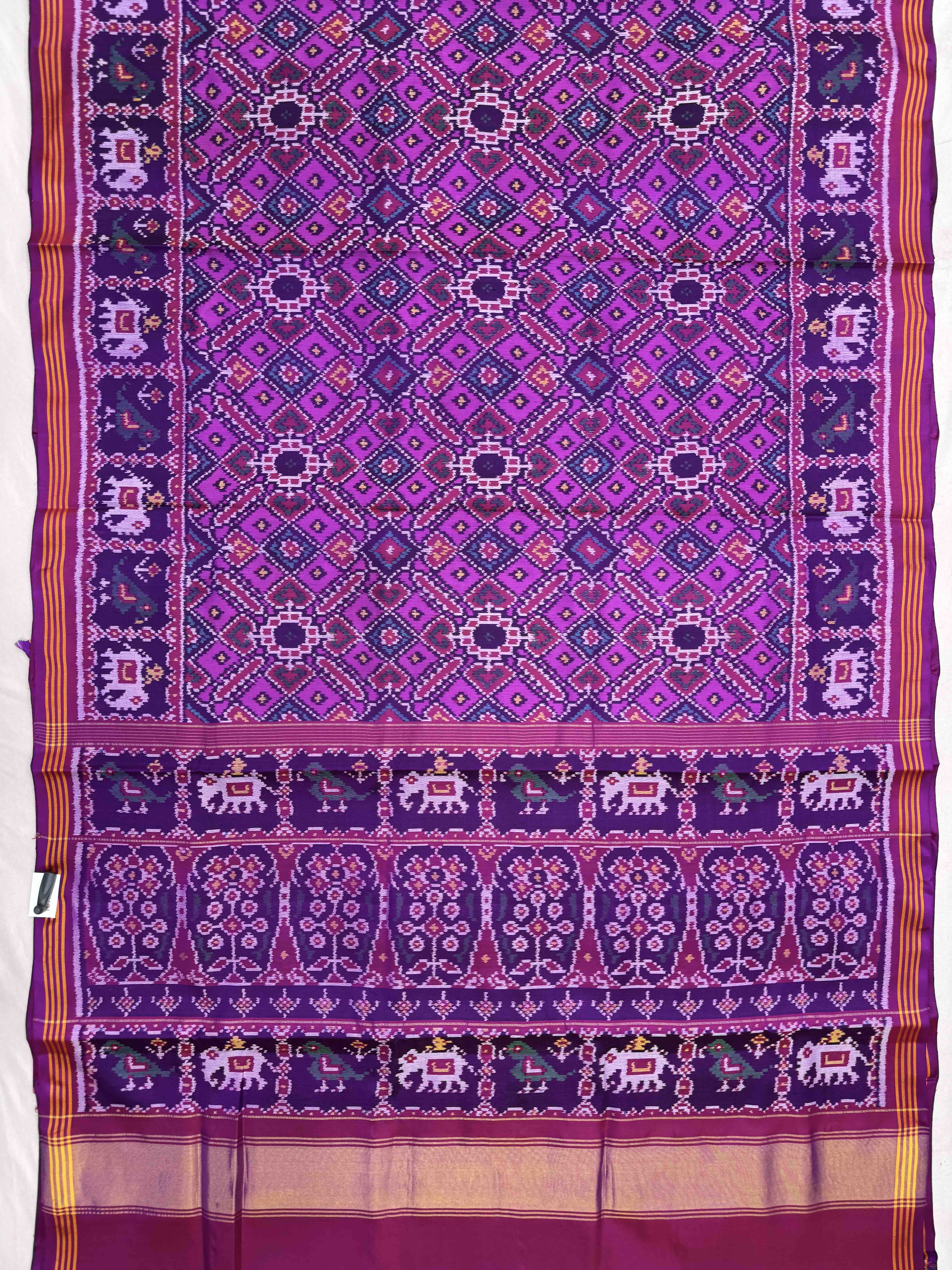 Purple & Pink Manekchowk Single Ikat Patan Patola Saree