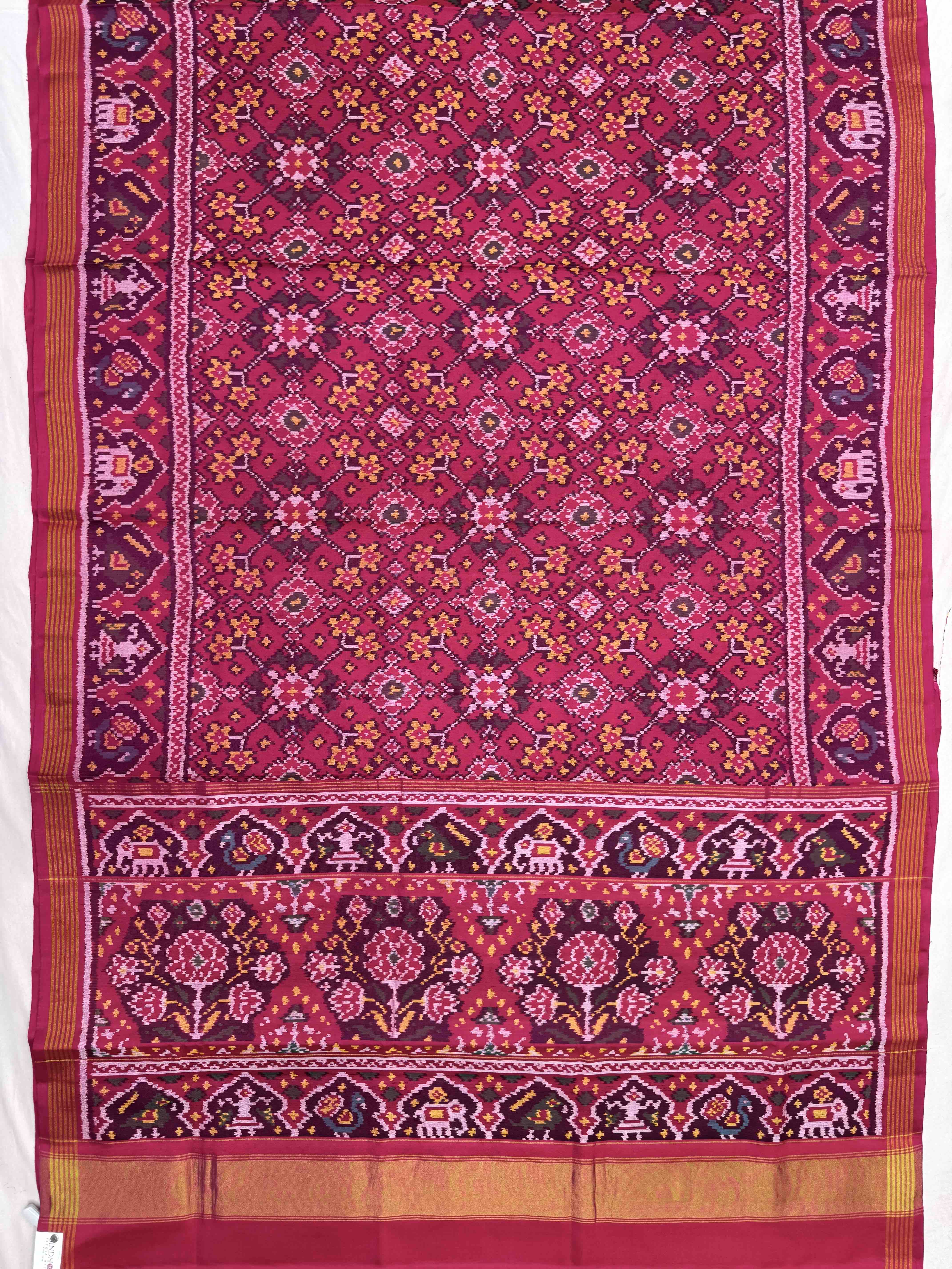 Pink Navratan Single Ikat Patan Patola Saree