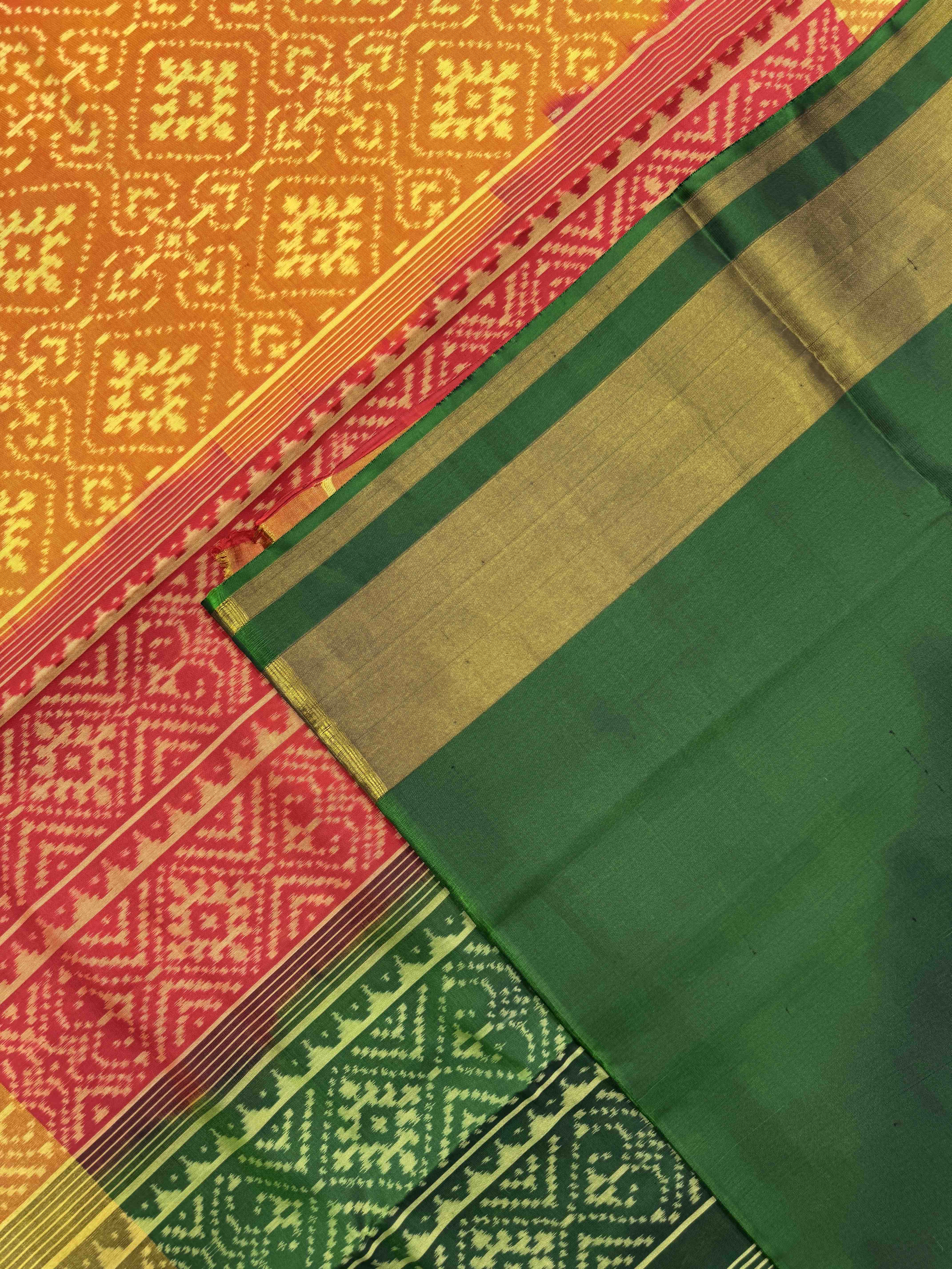Golden Yellow Panchanda Ganga Jamuna Patola Saree
