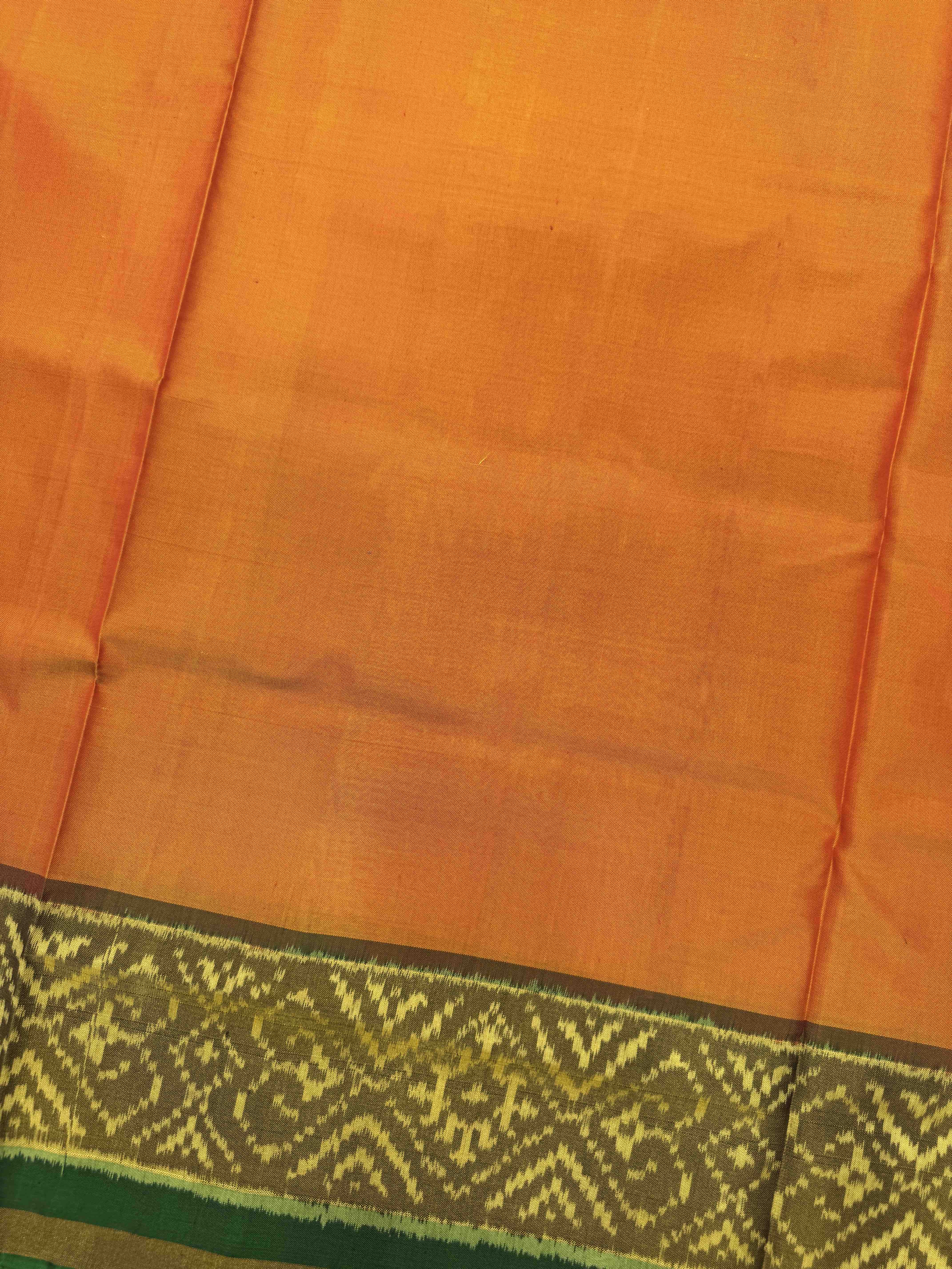 Green & Golden Yellow Plain Patola Saree