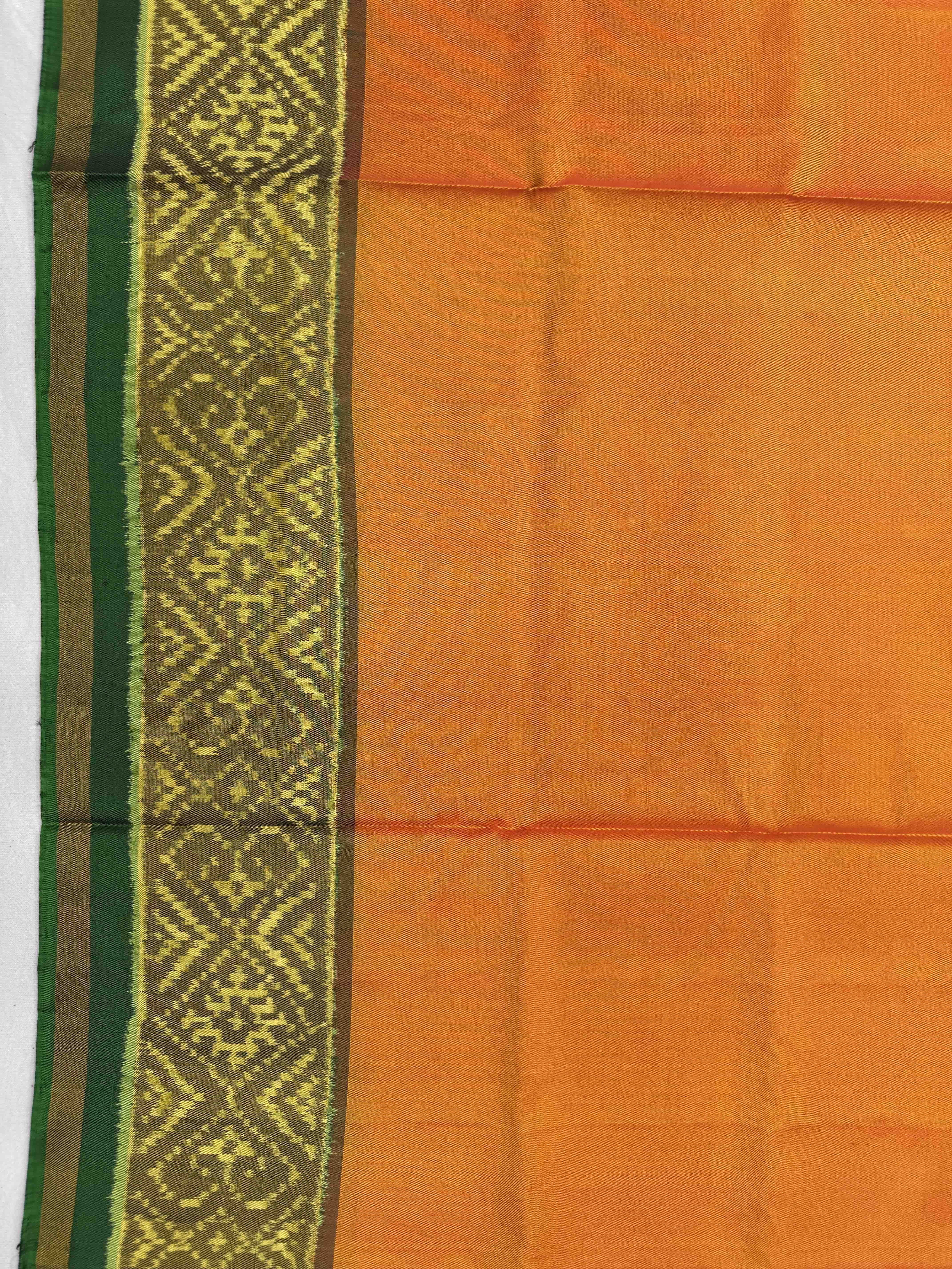 Green & Golden Yellow Plain Patola Saree
