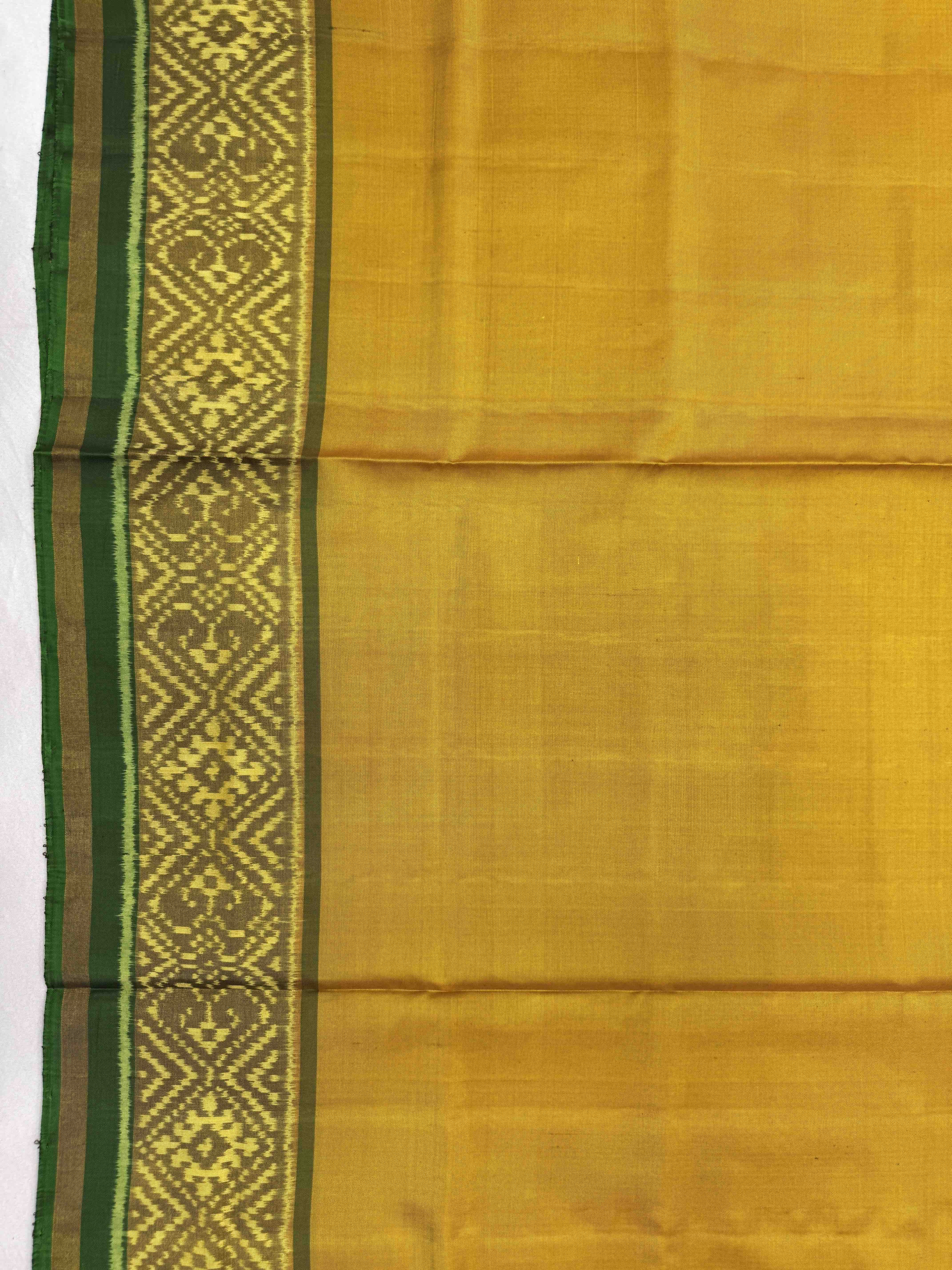 Green & Mustar Plain Patola Saree