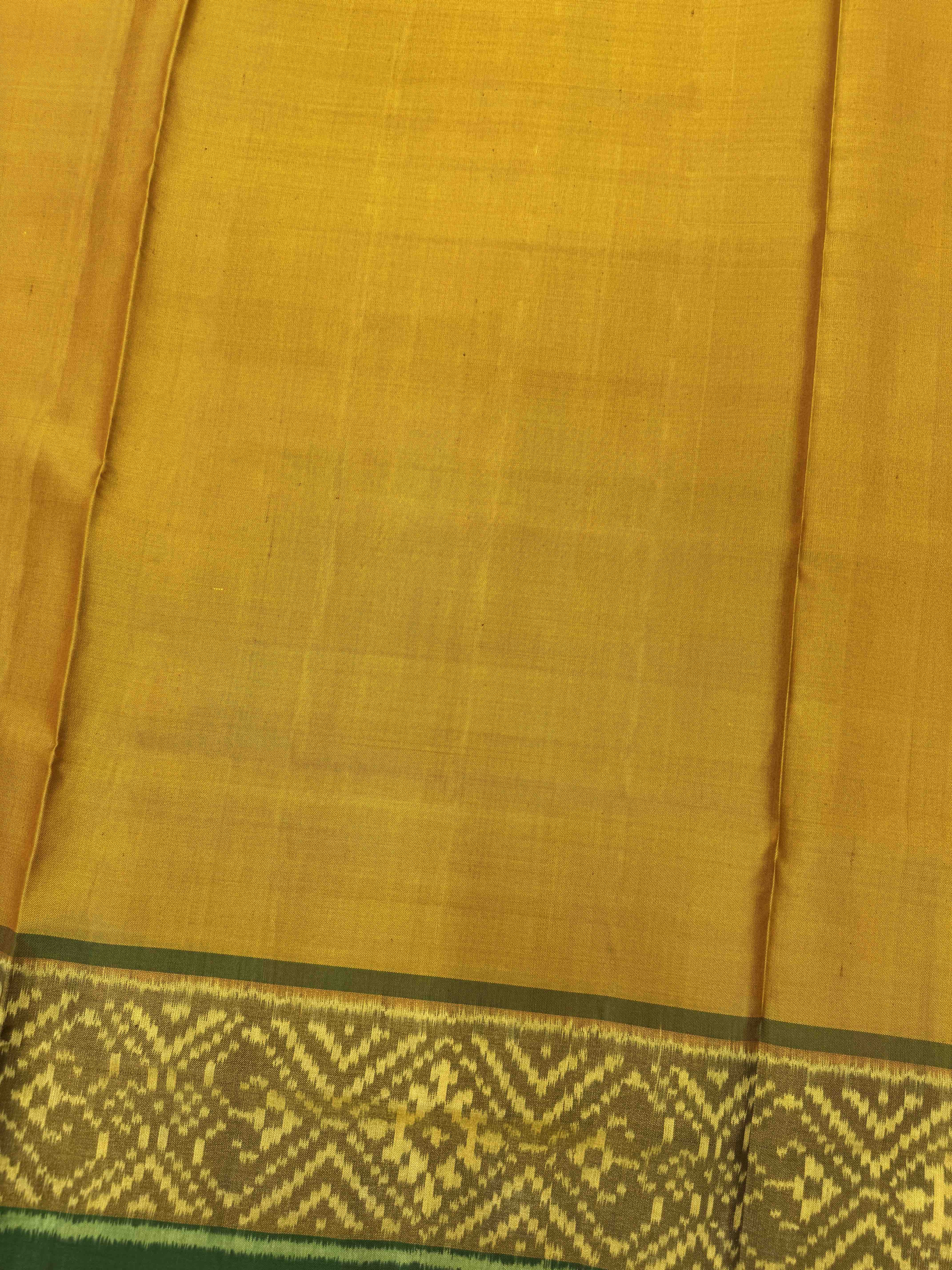 Green & Mustar Plain Patola Saree