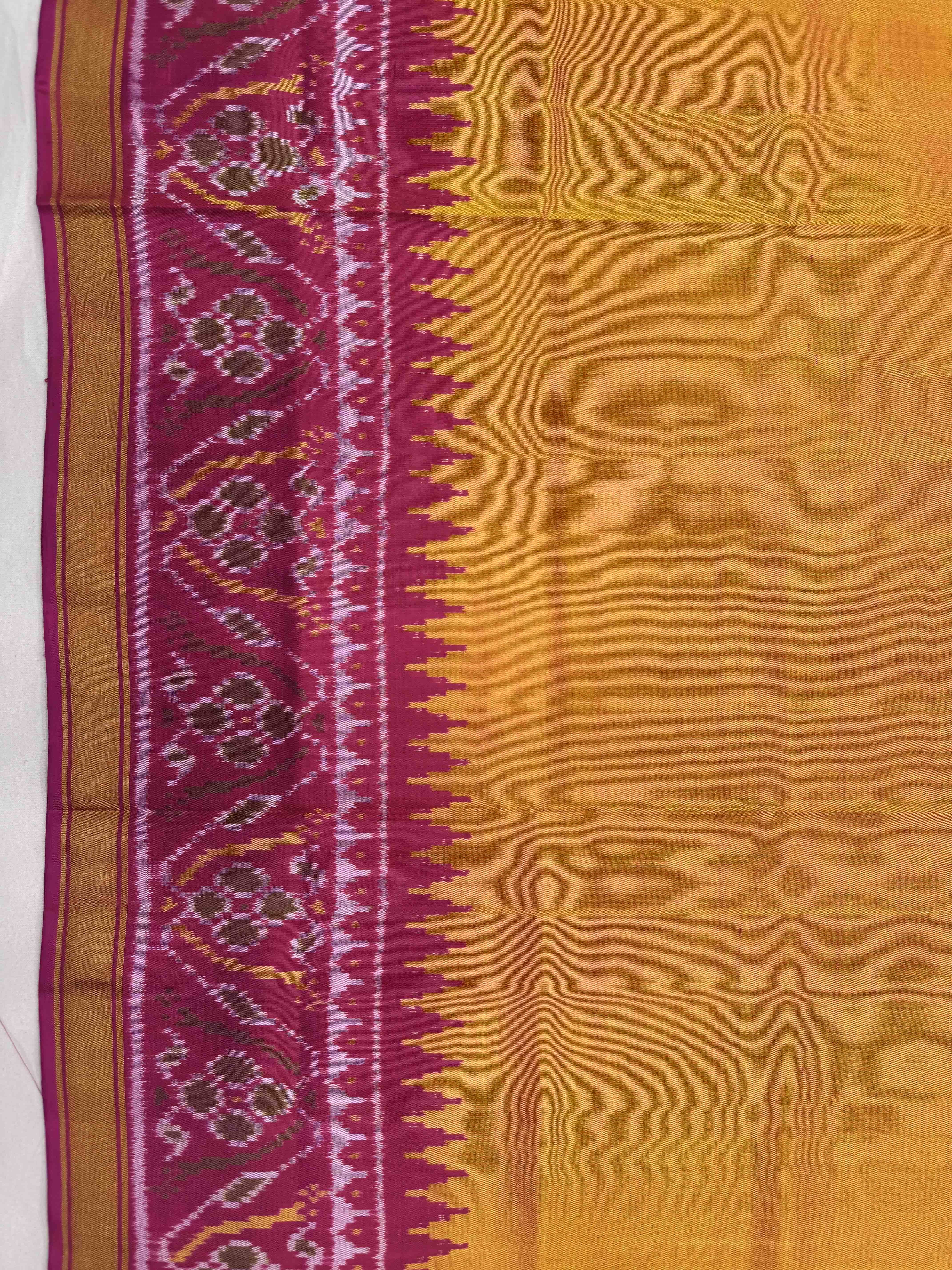 Pink & Yellow Plain Patola Saree