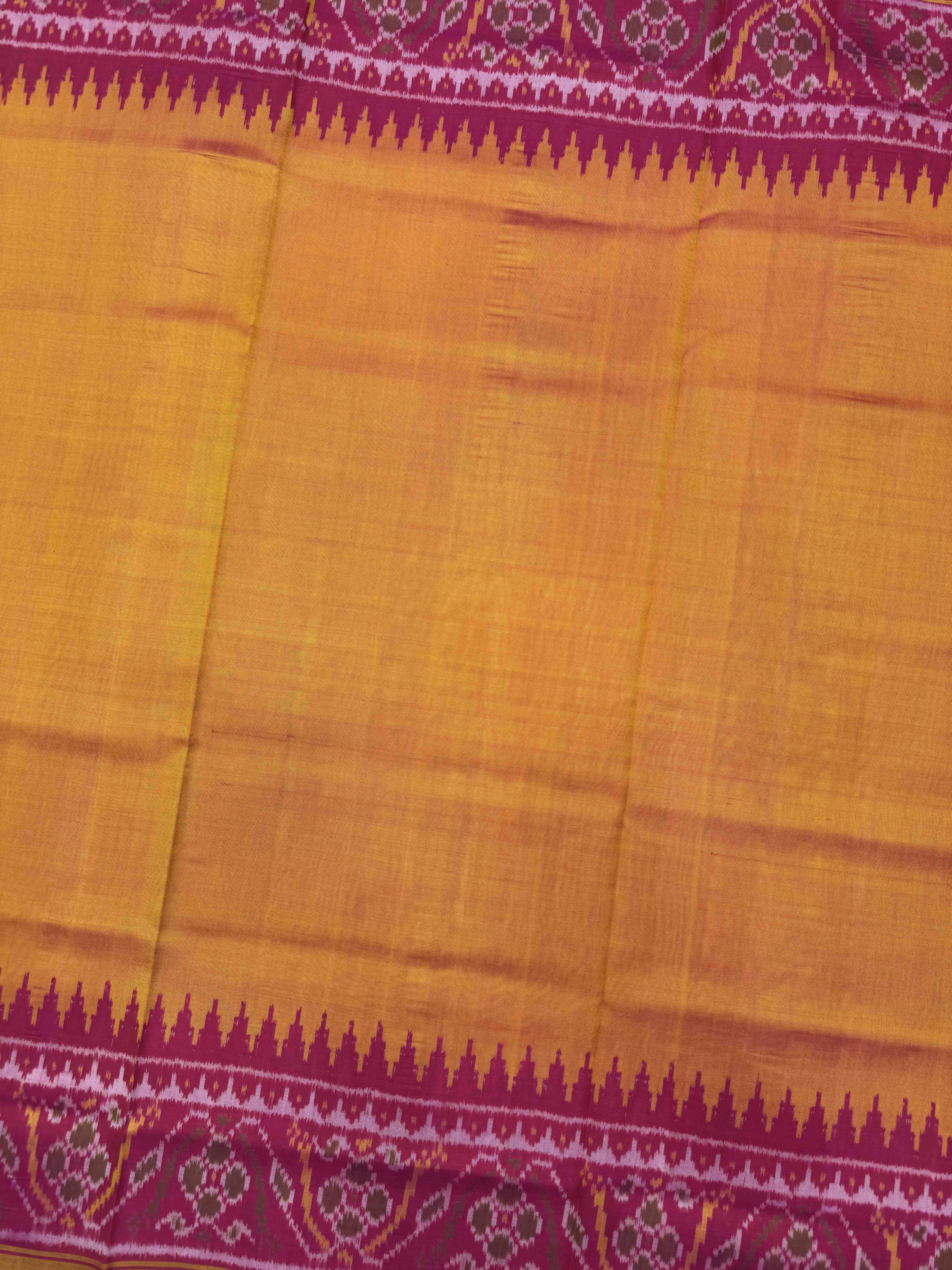 Pink & Yellow Plain Patola Saree