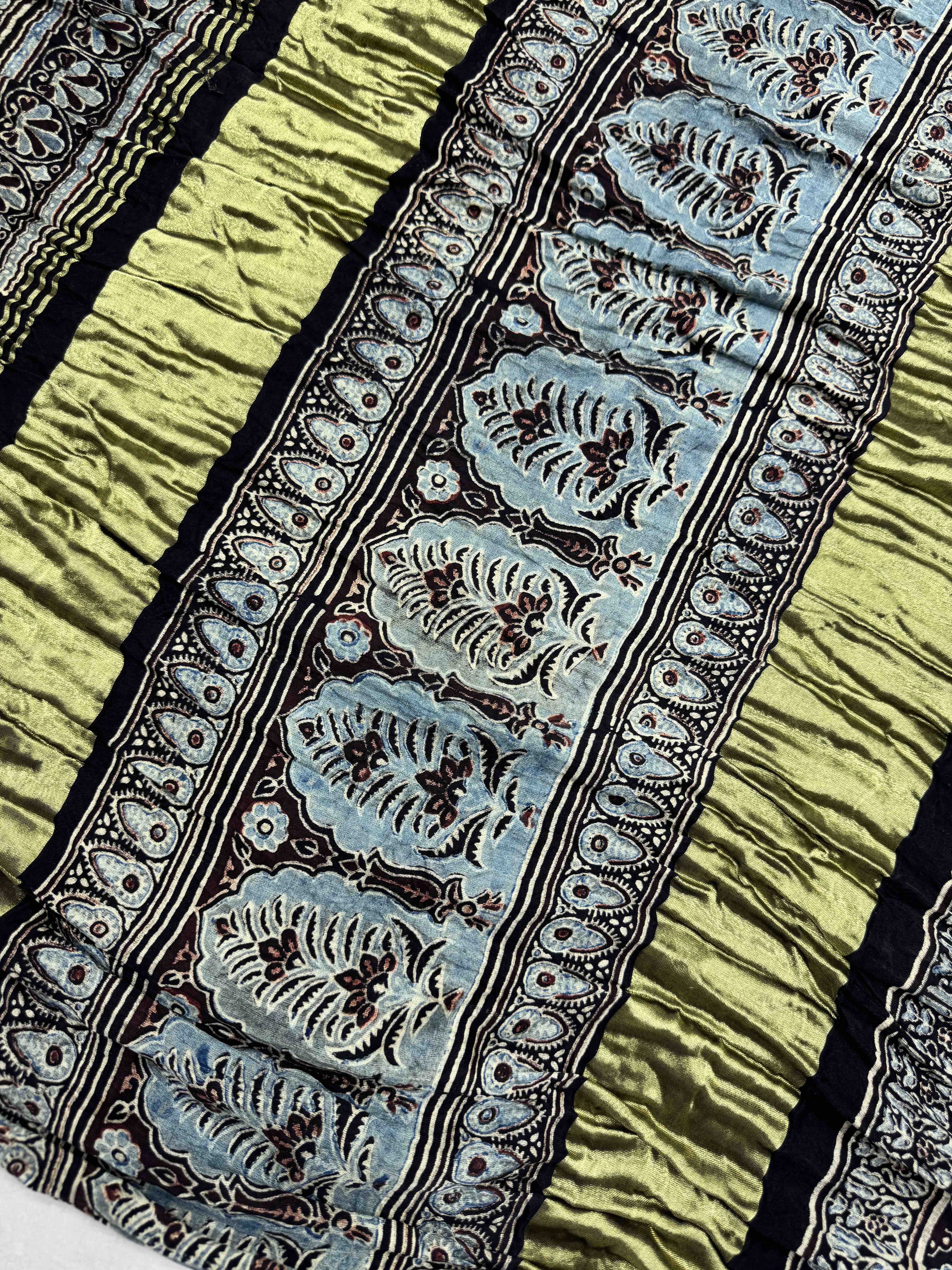 Black & Red Gajji Silk with Ajarakh Print Bandhani Saree