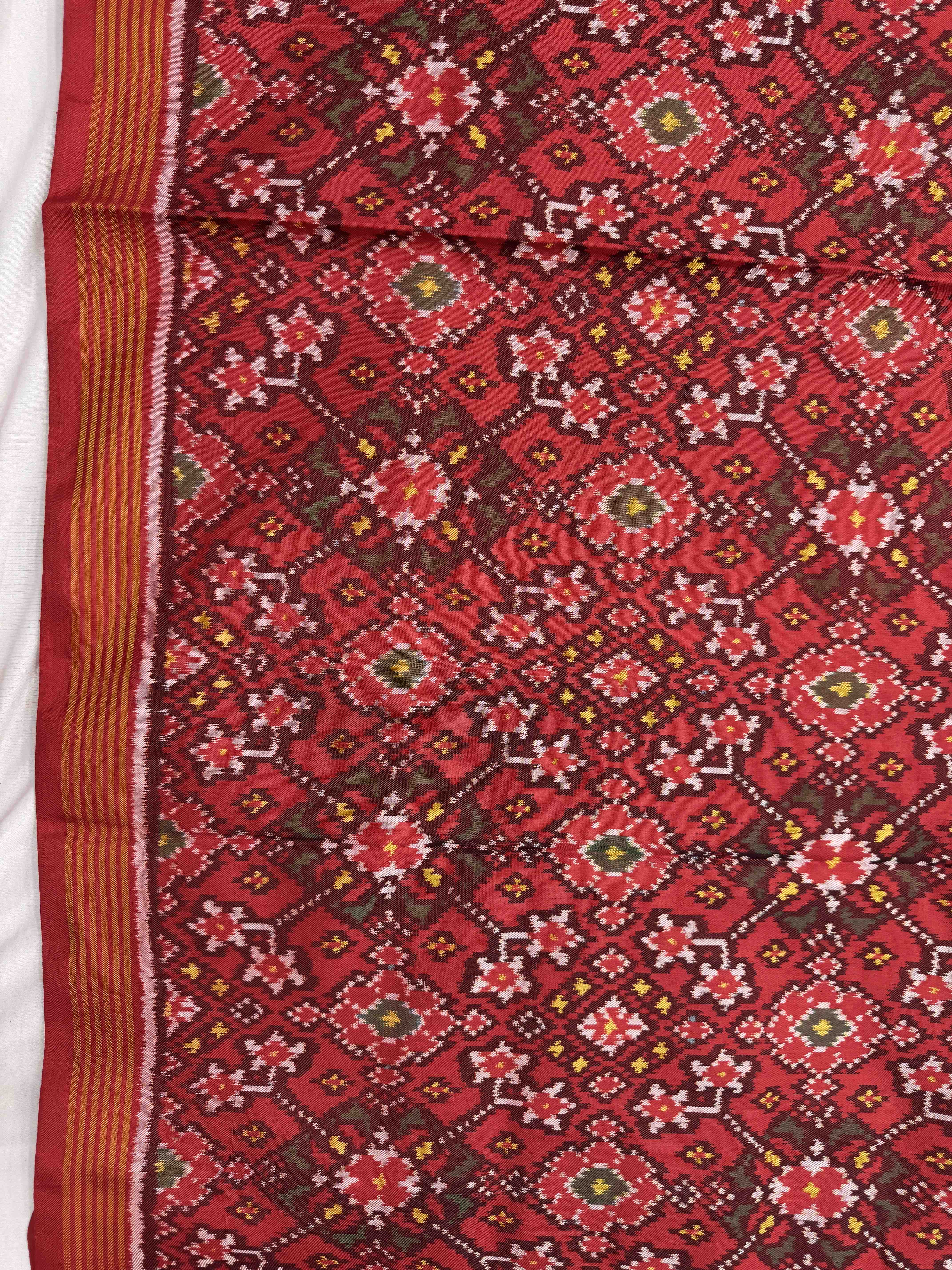 Red Navratan Single Ikat Patan Patola Saree