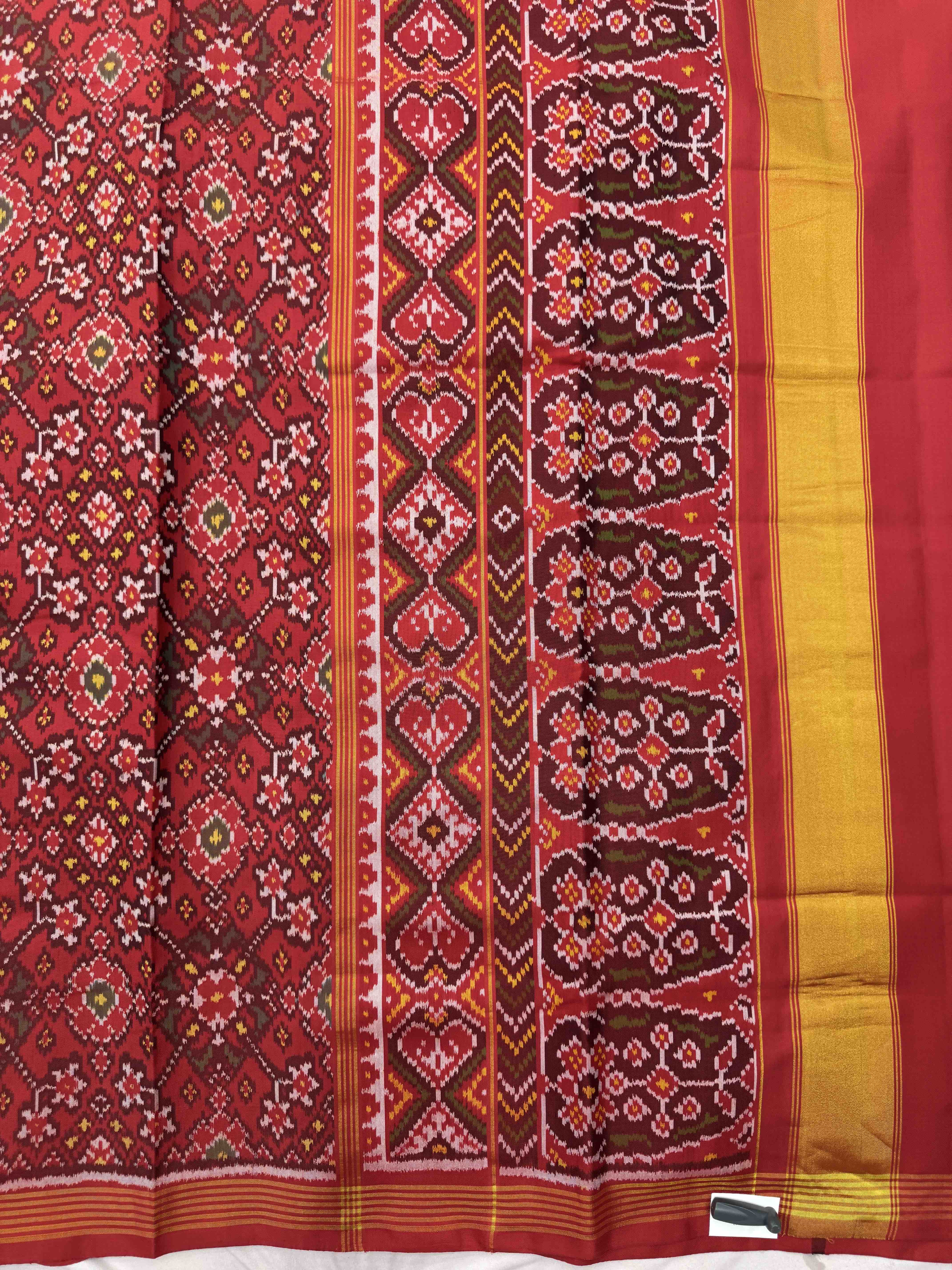 Red Navratan Single Ikat Patan Patola Saree