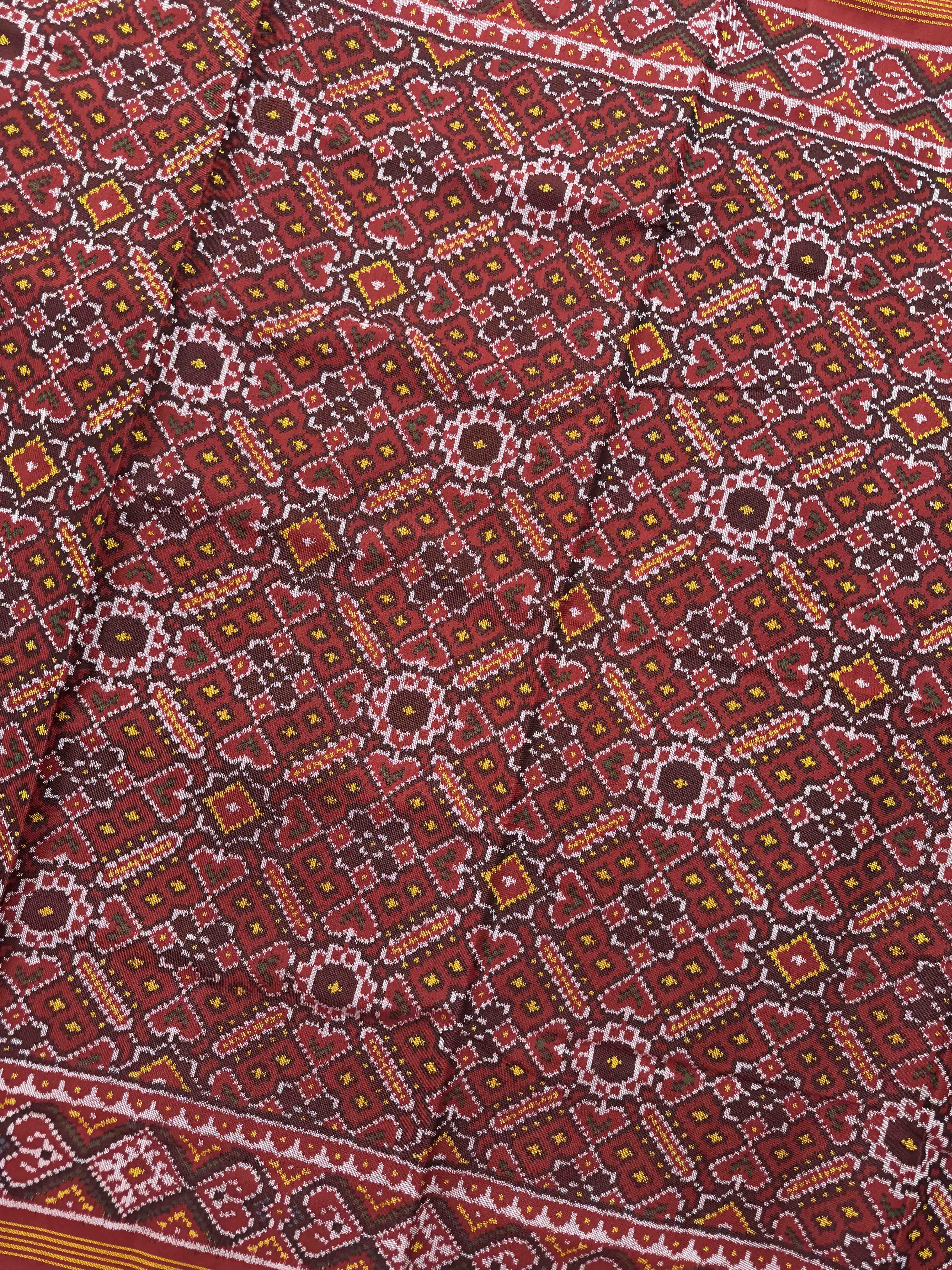 Red Manekchowk Single Ikat Patan Patola Saree