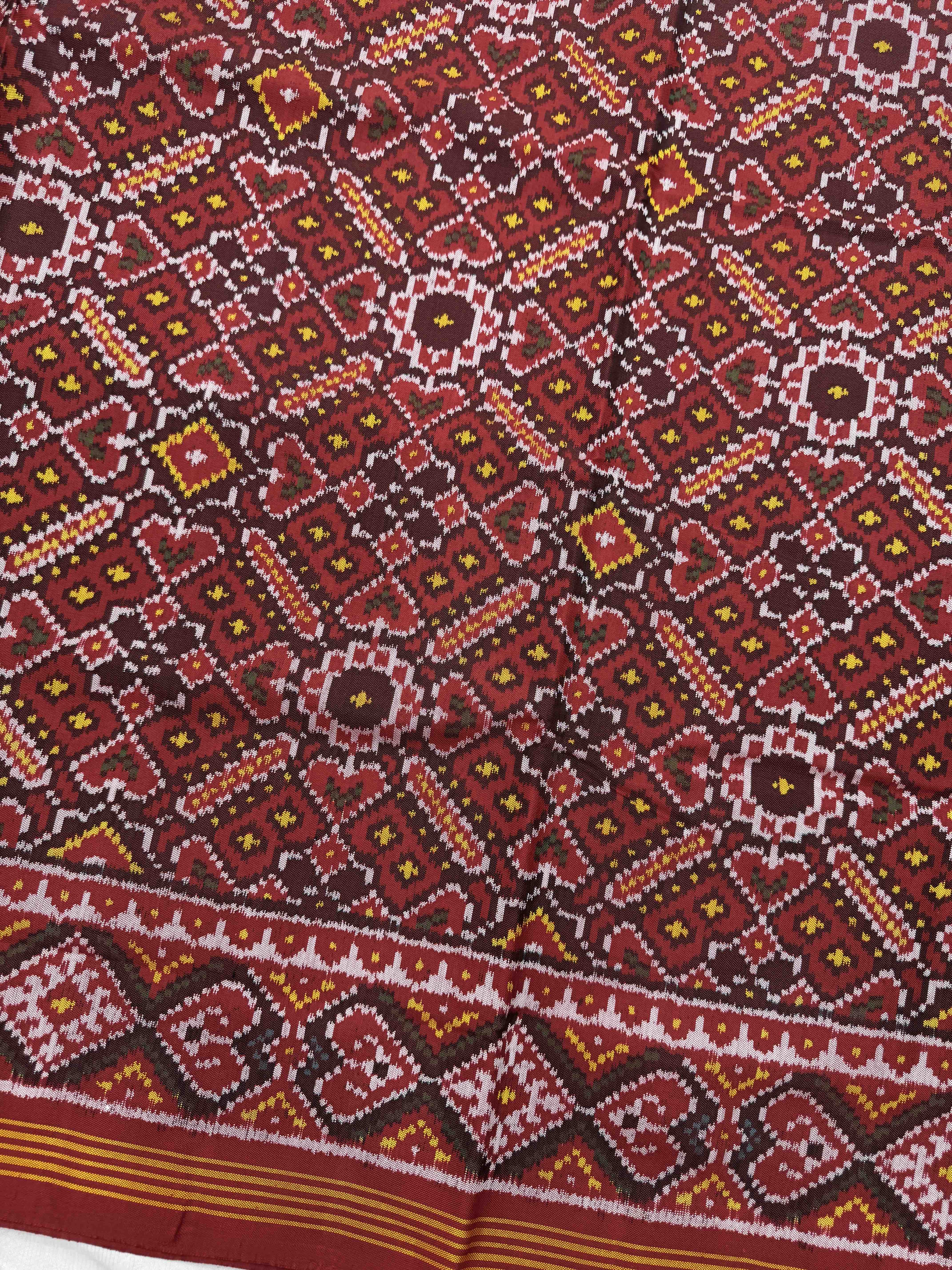 Red Manekchowk Single Ikat Patan Patola Saree