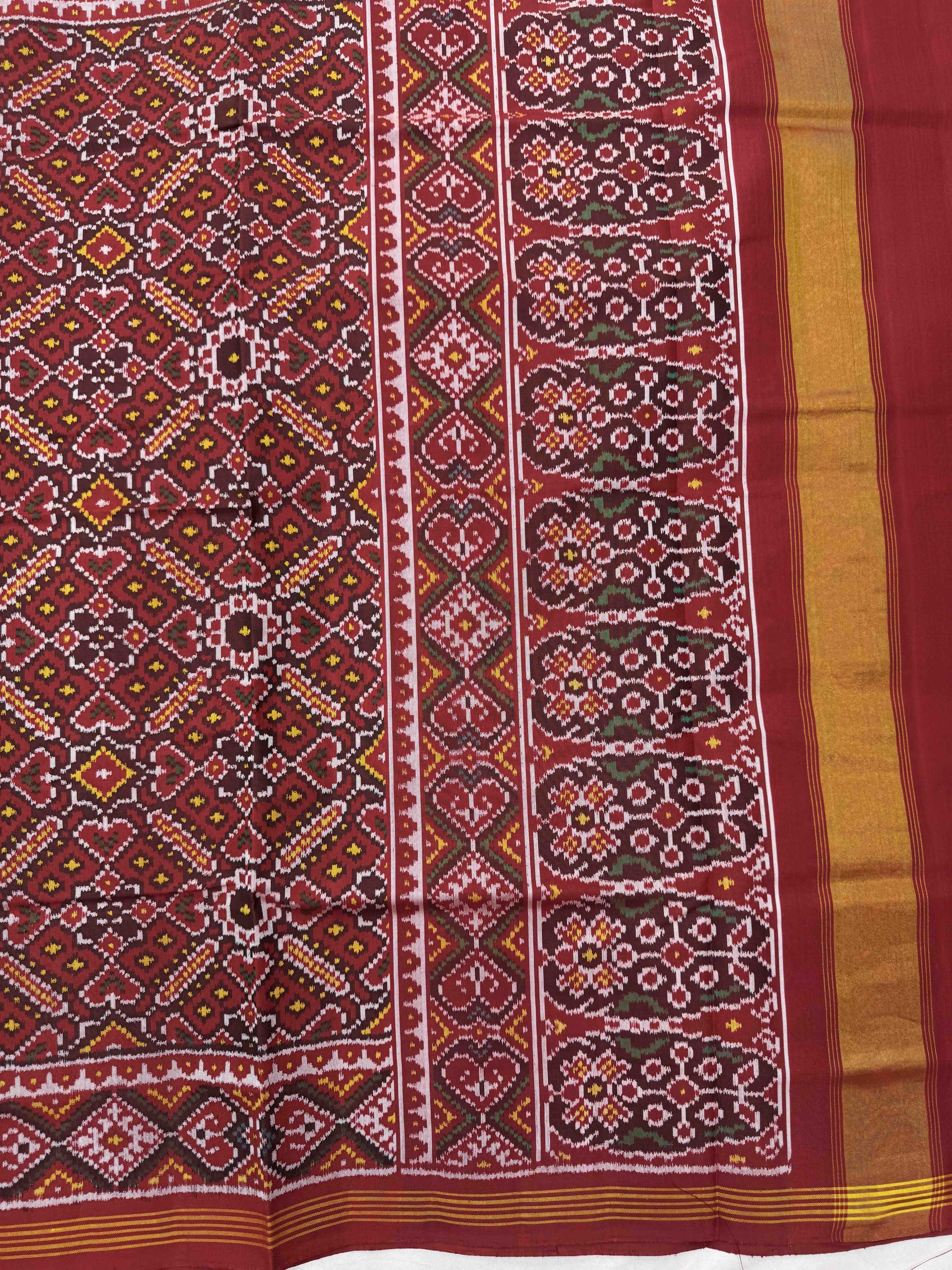 Red Manekchowk Single Ikat Patan Patola Saree