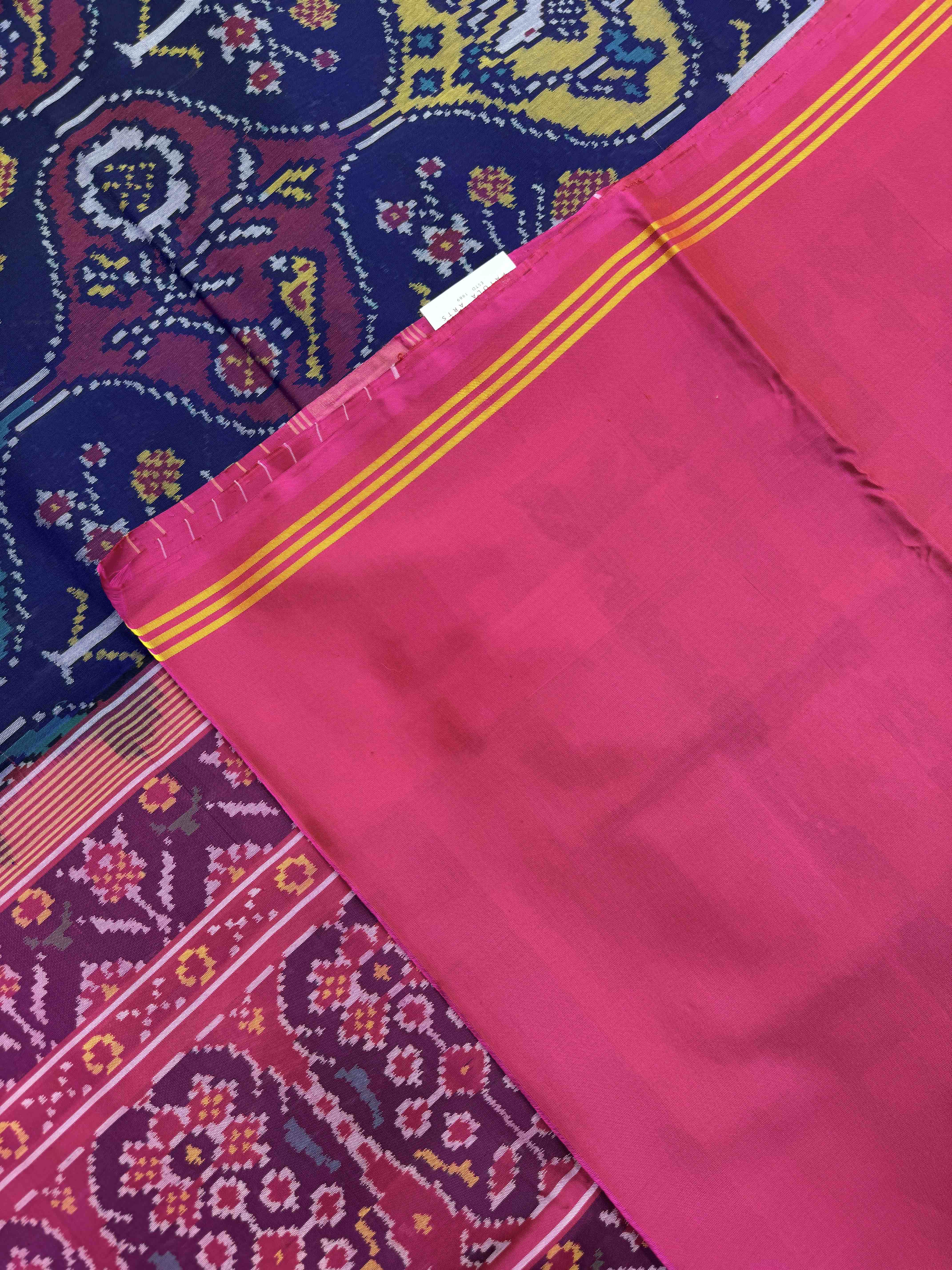 Pink & Multicolor Matka Deer Flower Figure Single Ikat Patan Patola Saree