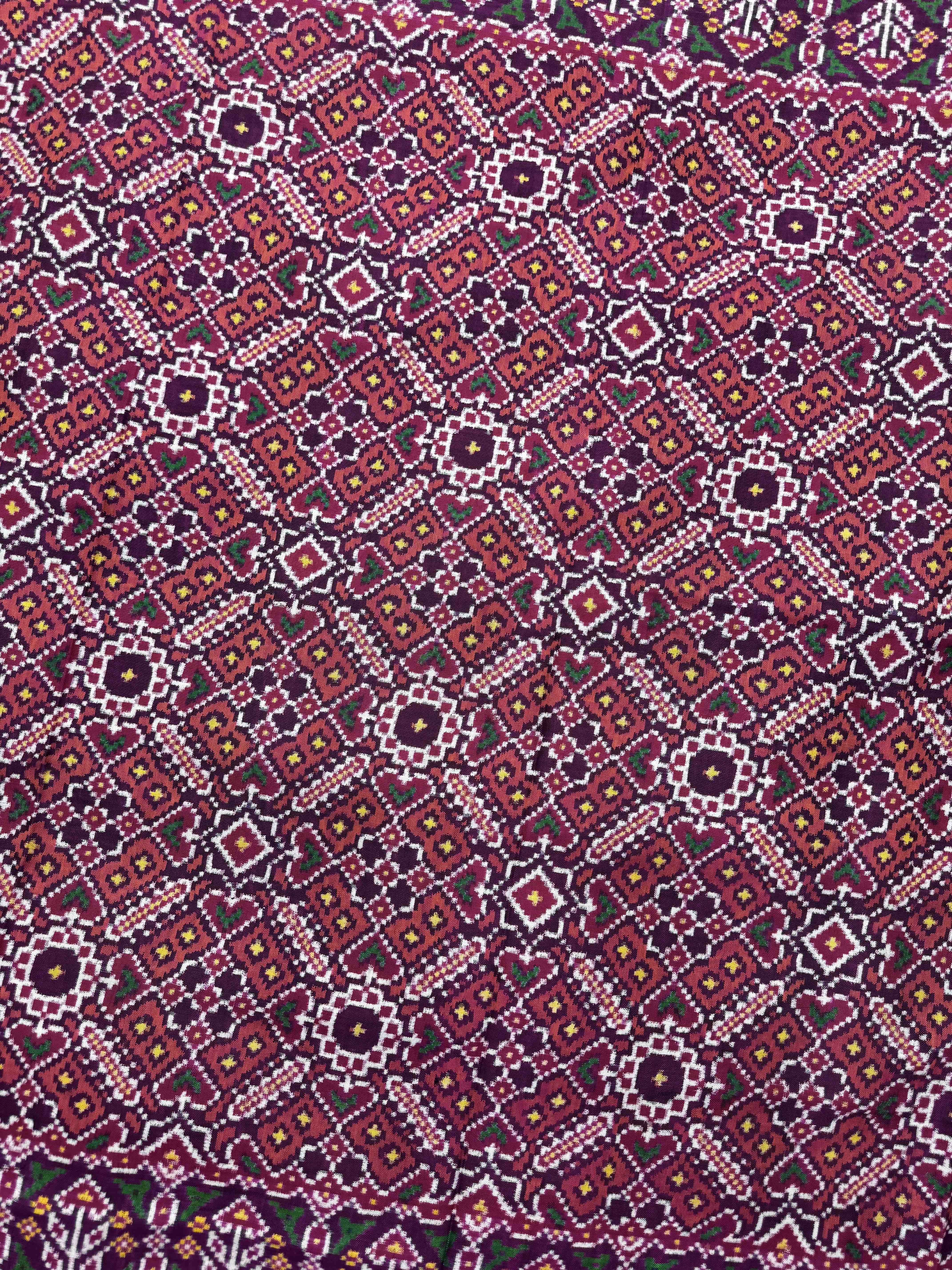 Pink & Carrot Manekchowk Double Ikat Patan Patola Saree