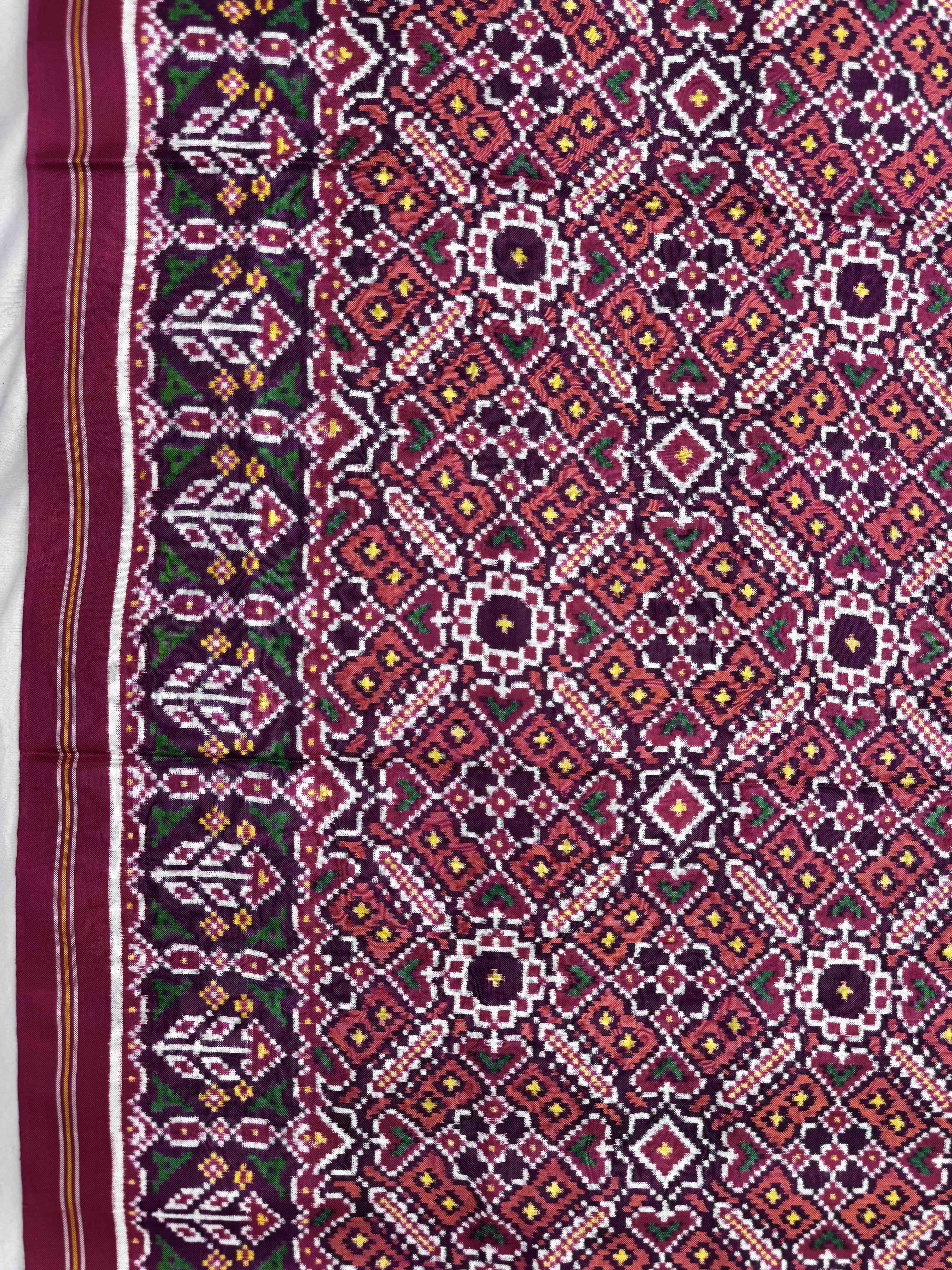Pink & Carrot Manekchowk Double Ikat Patan Patola Saree