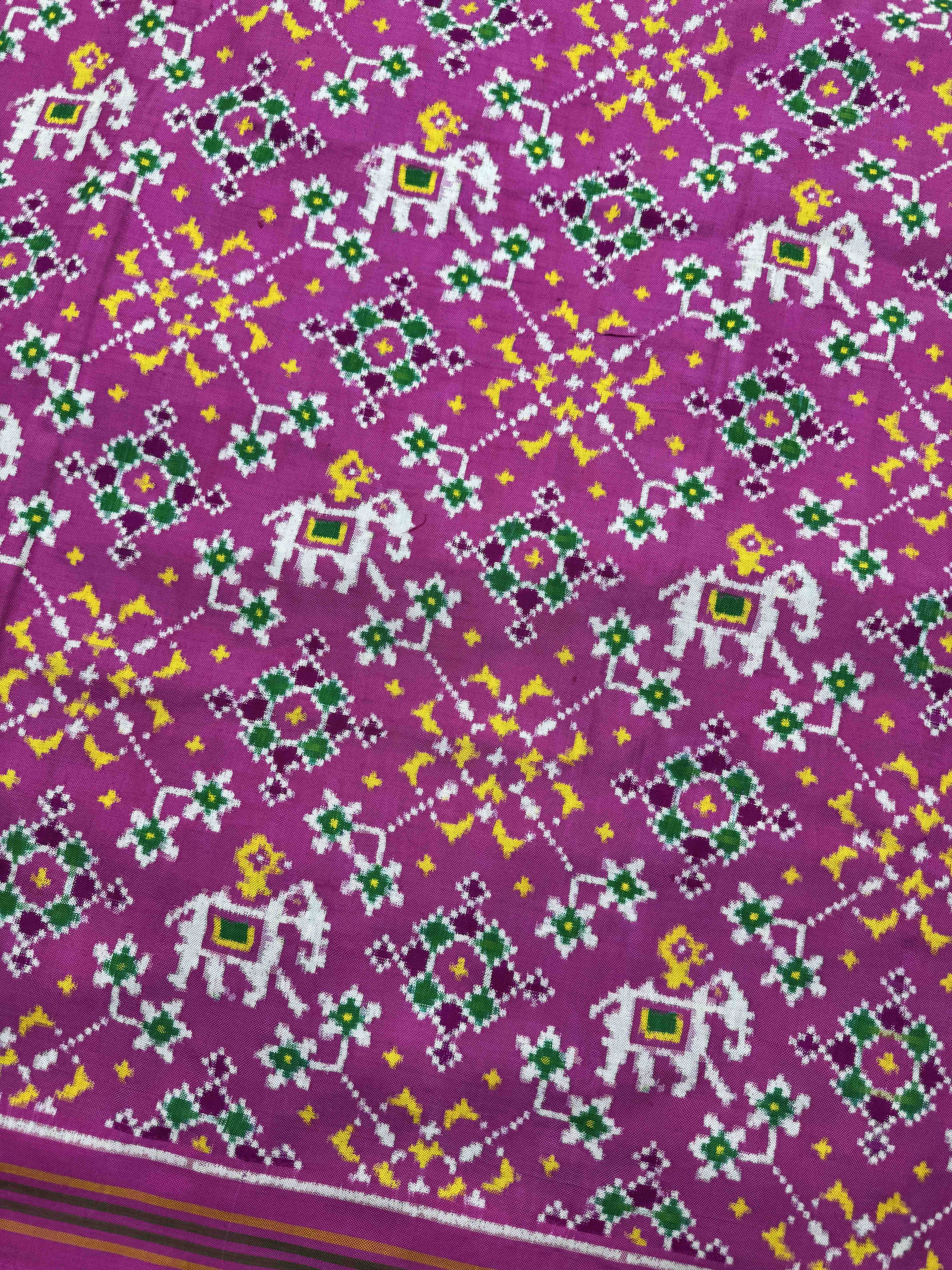 Light Pink Elephant Navratan Double Ikat Patan Patola Saree