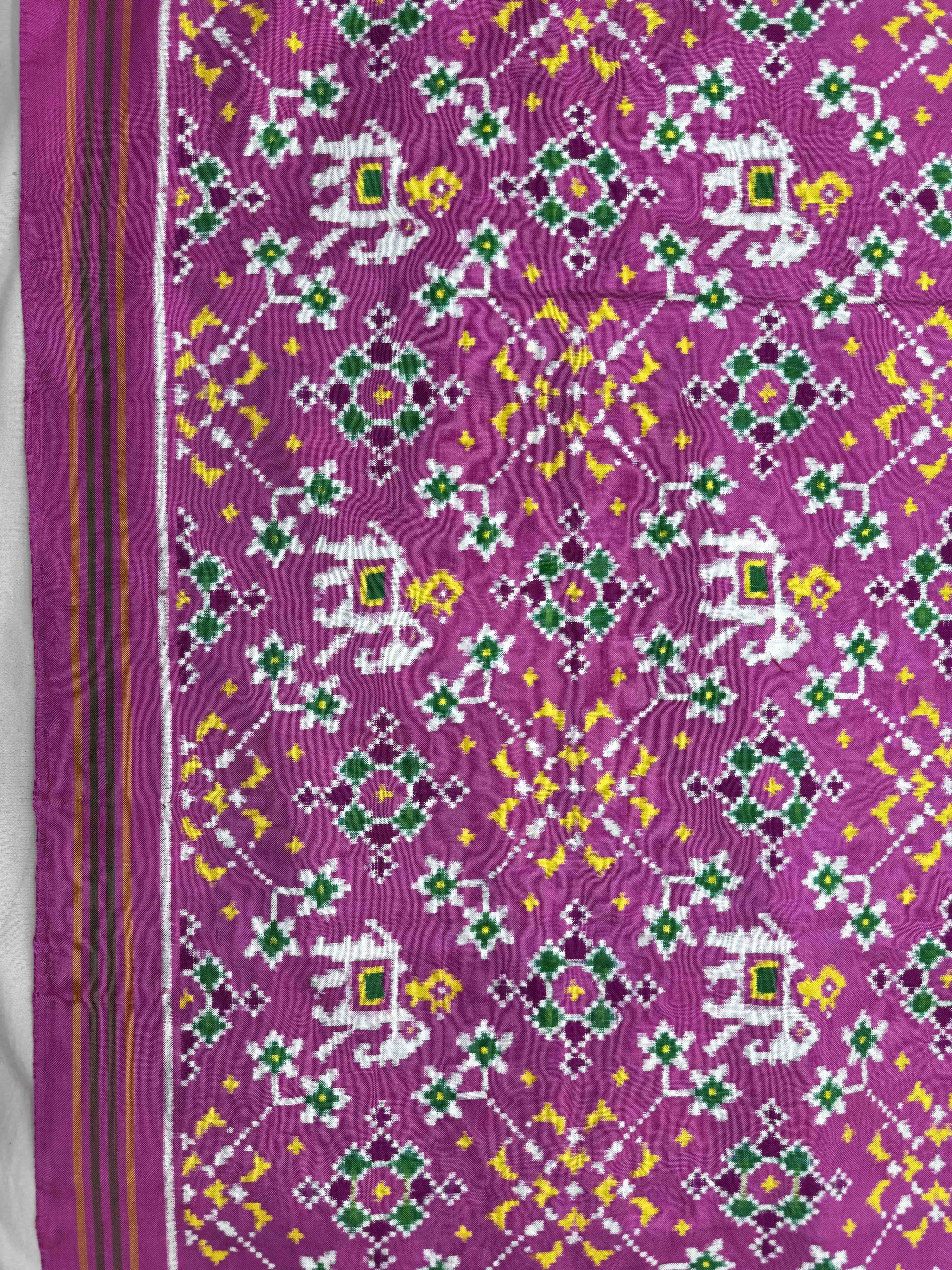 Light Pink Elephant Navratan Double Ikat Patan Patola Saree