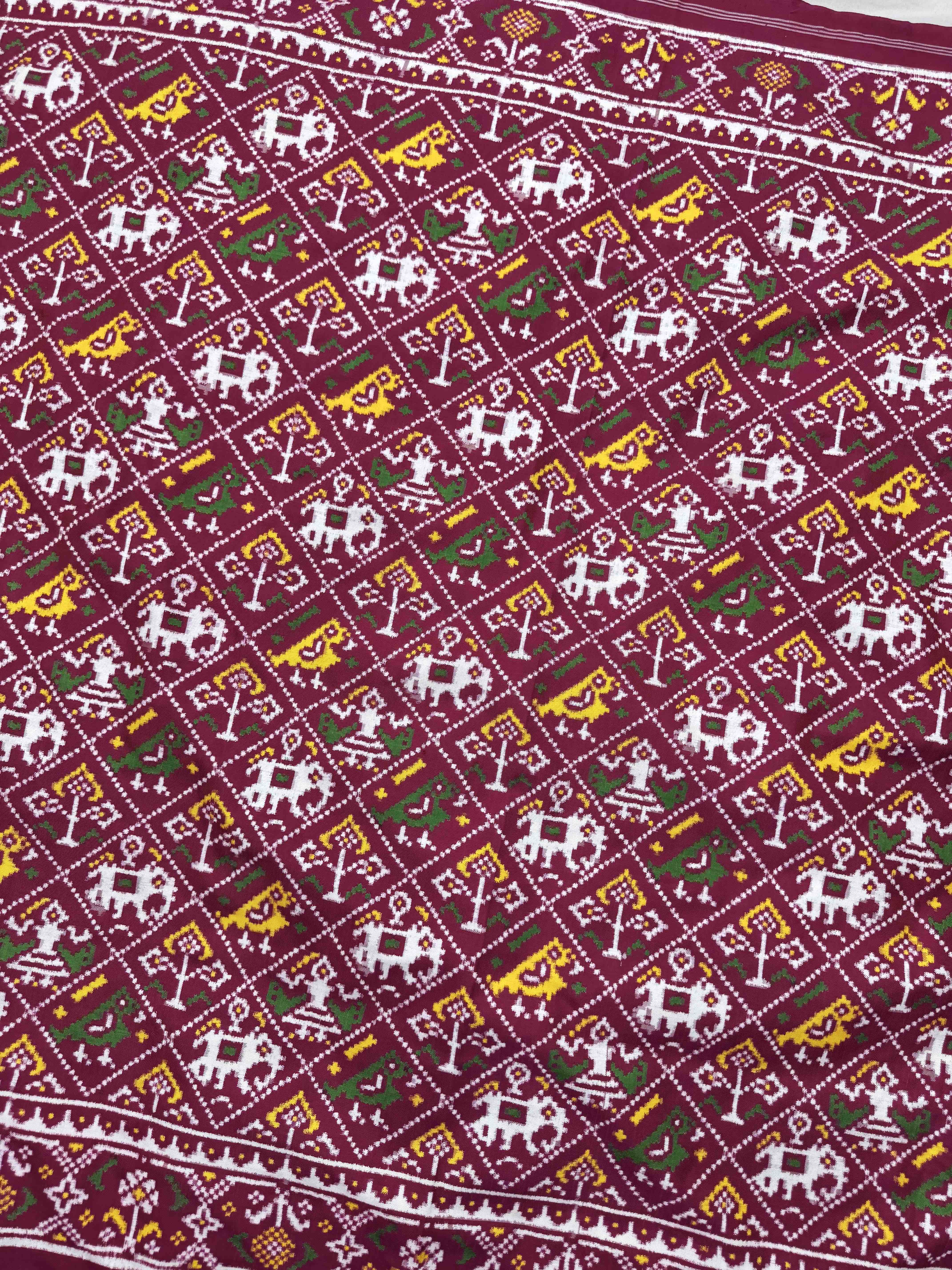 Dark Pink Small Narikunj Double Ikat Patan Patola Saree
