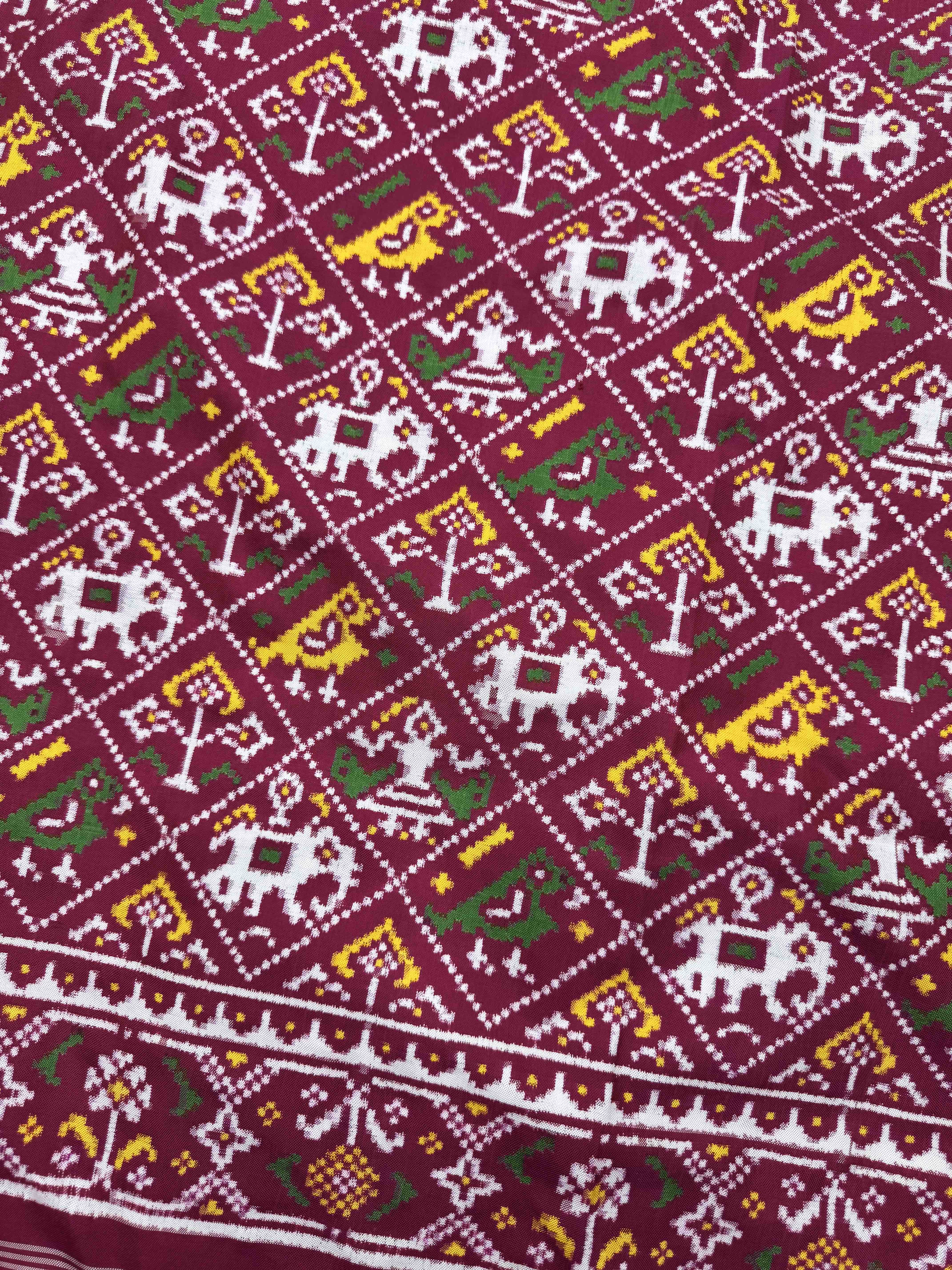 Dark Pink Small Narikunj Double Ikat Patan Patola Saree