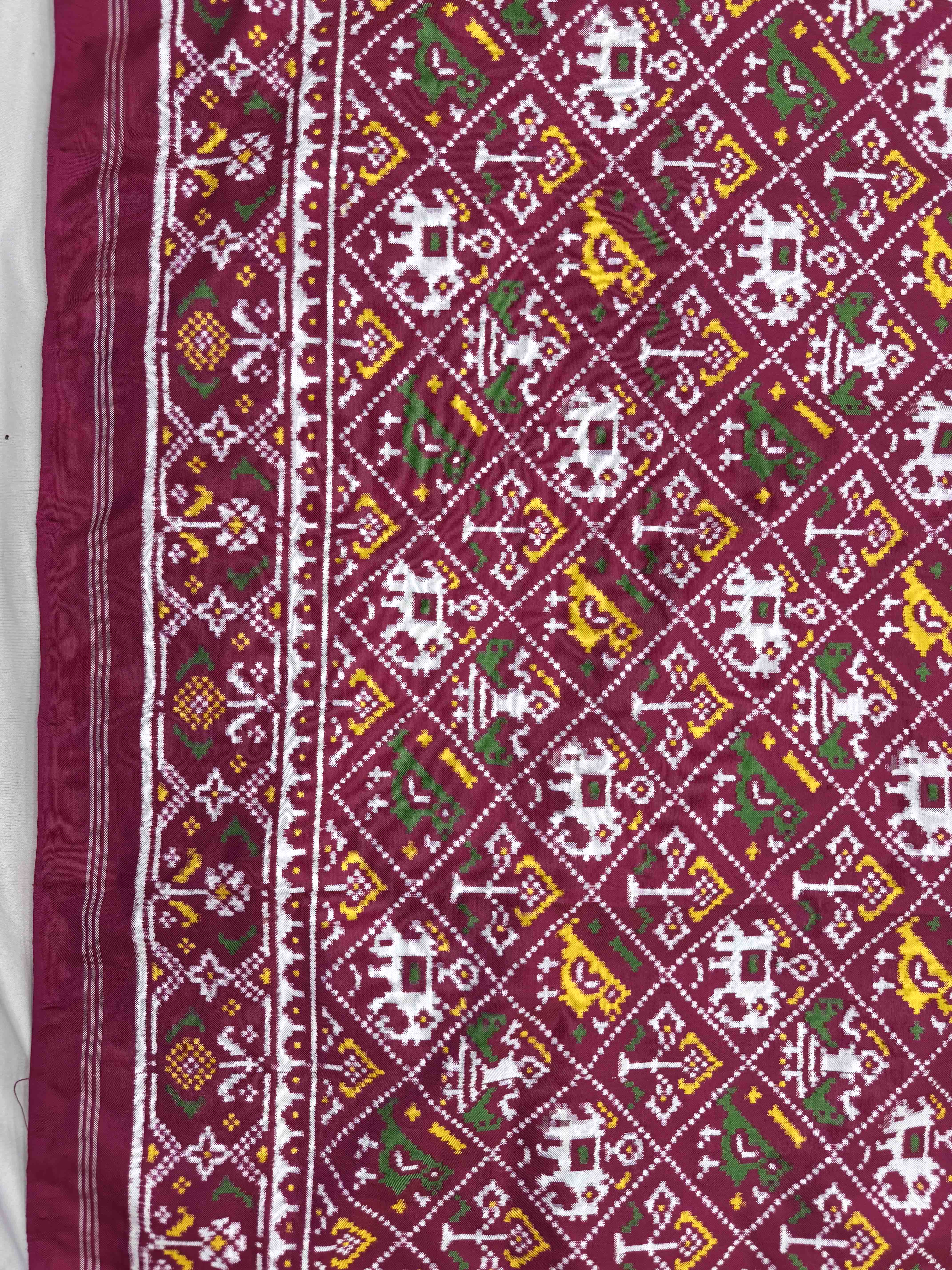 Dark Pink Small Narikunj Double Ikat Patan Patola Saree