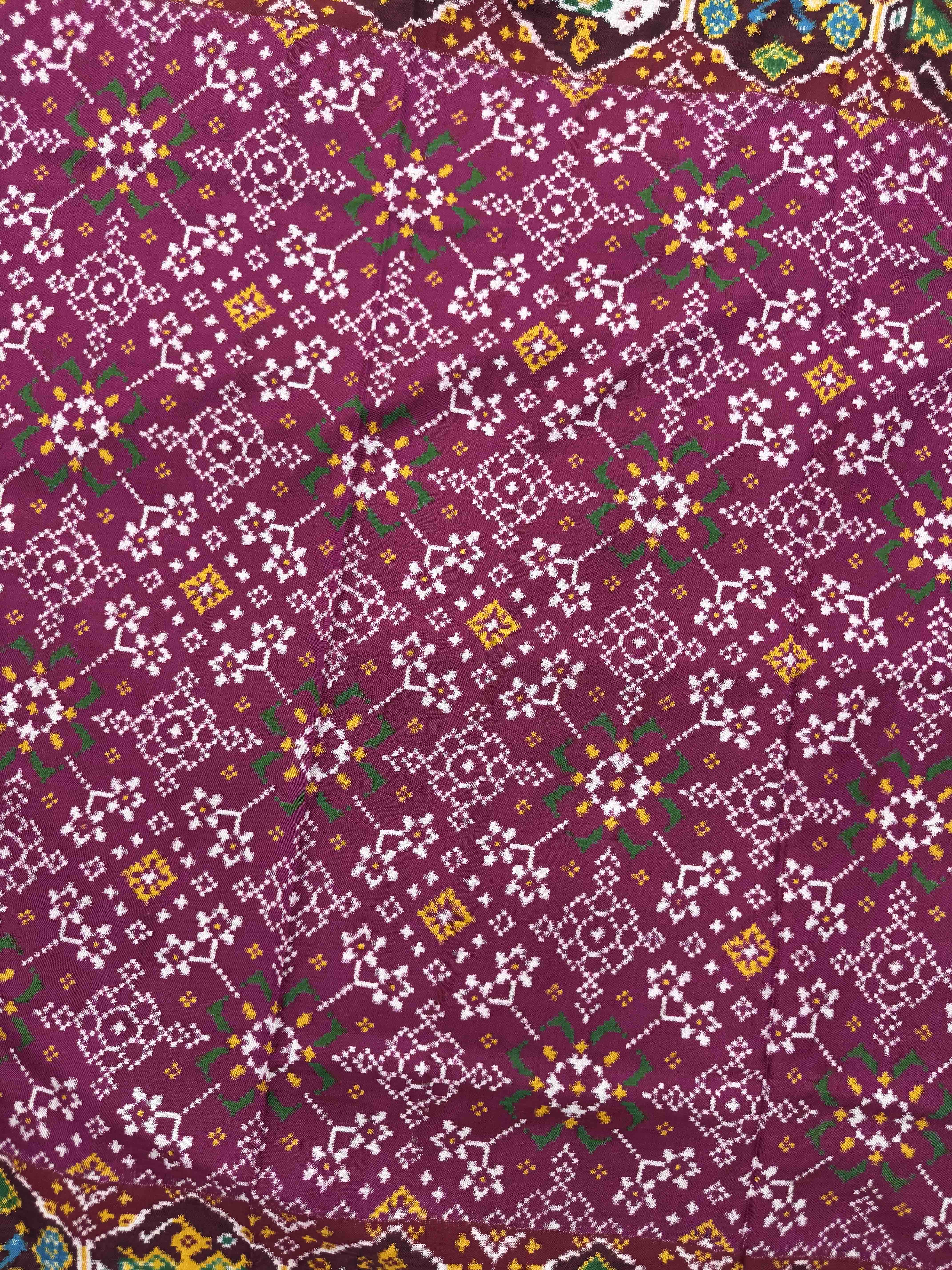 Maroon & Magenta Navratan Double Ikat Patan Patola Saree