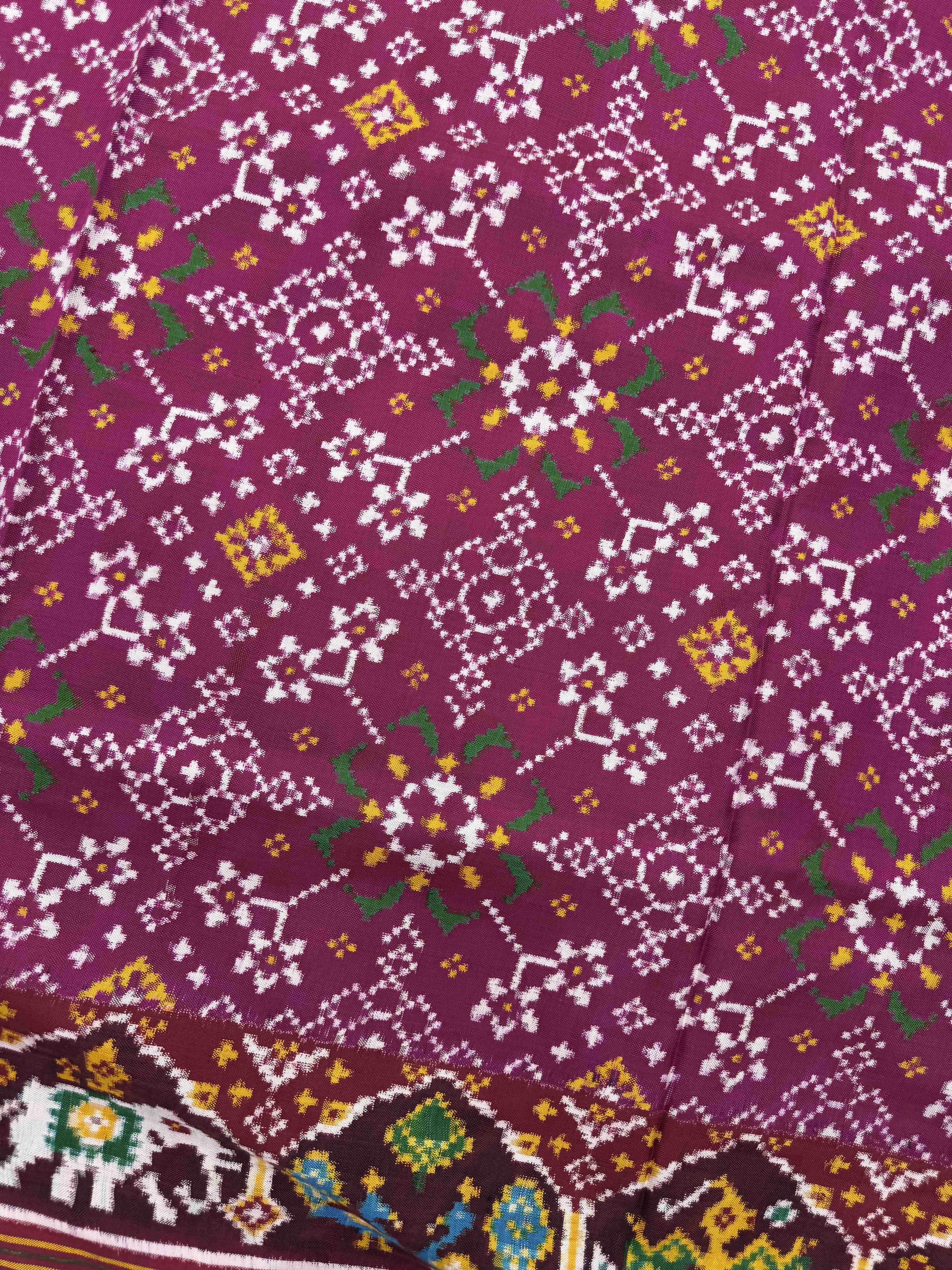 Maroon & Magenta Navratan Double Ikat Patan Patola Saree