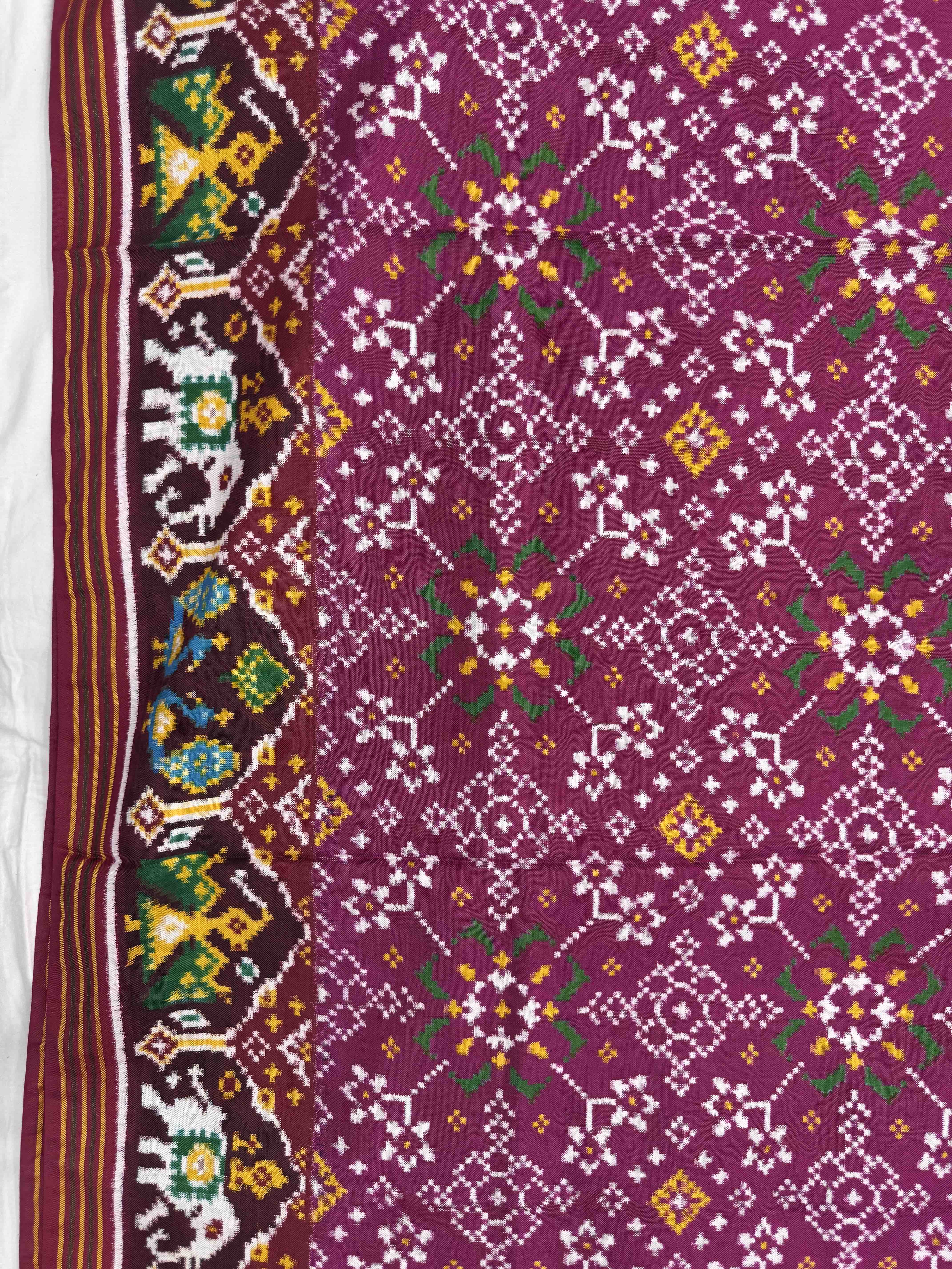 Maroon & Magenta Navratan Double Ikat Patan Patola Saree