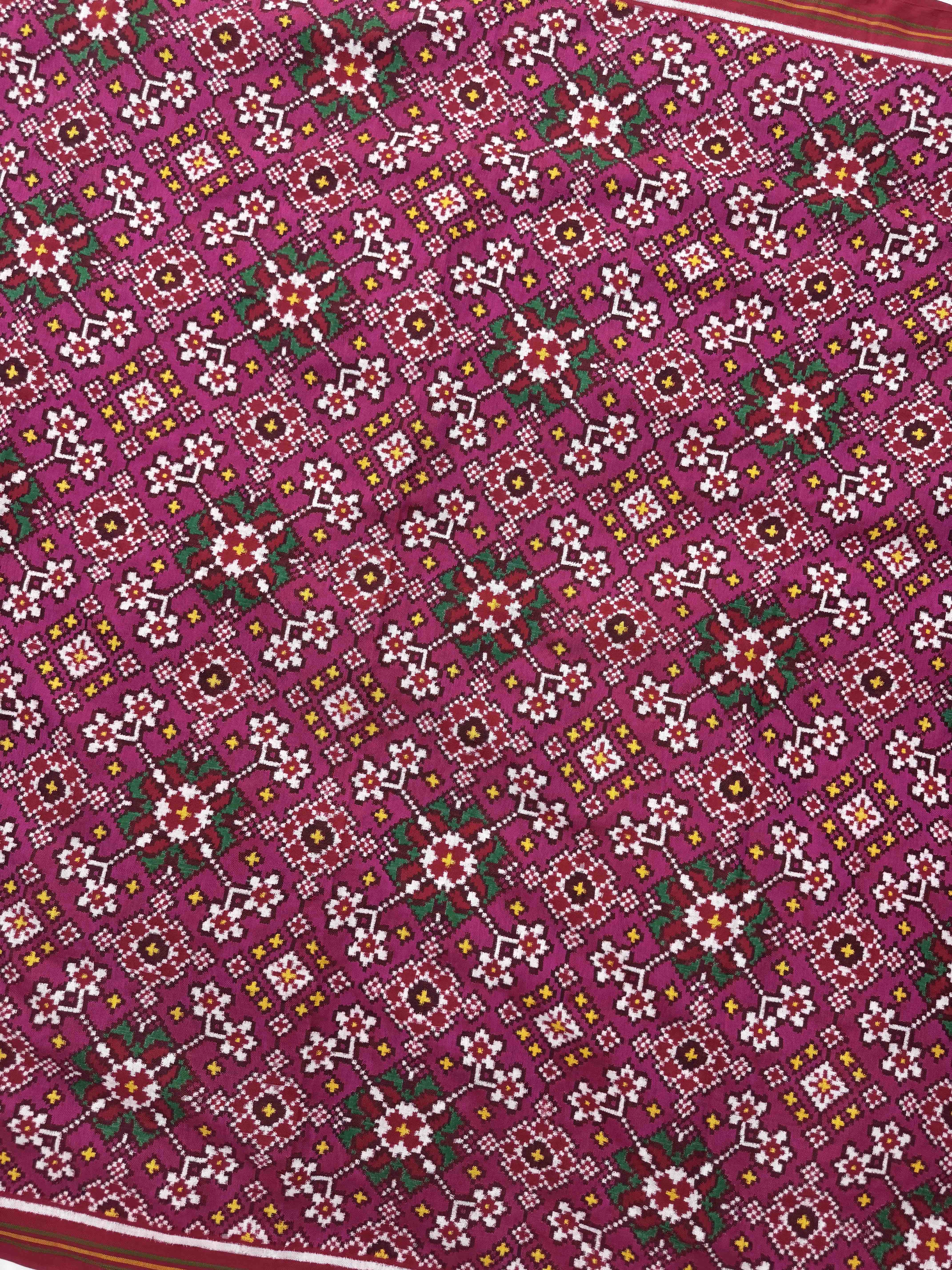 Red & Pink Navratan Double Ikat Patan Patola Saree