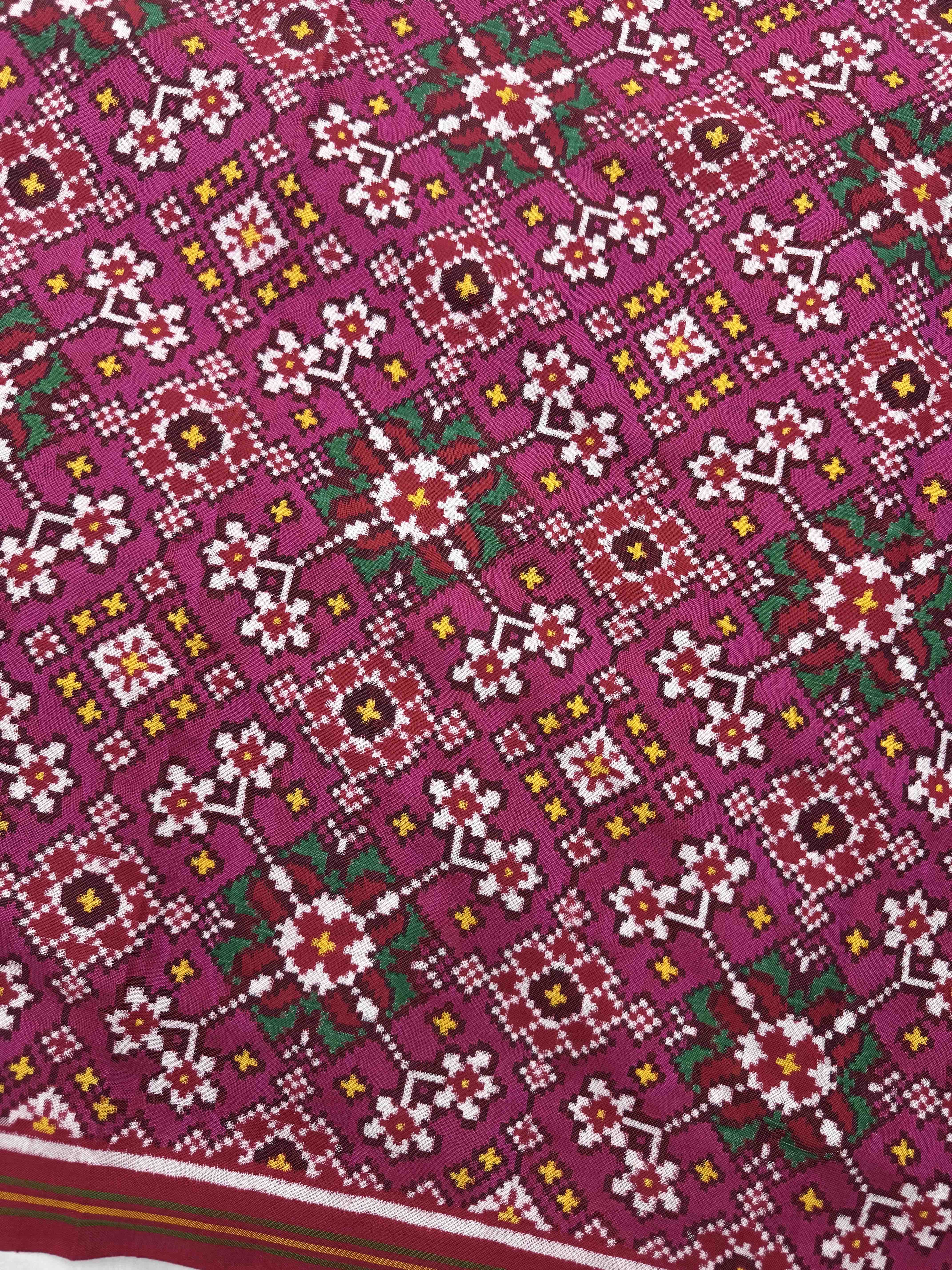 Red & Pink Navratan Double Ikat Patan Patola Saree