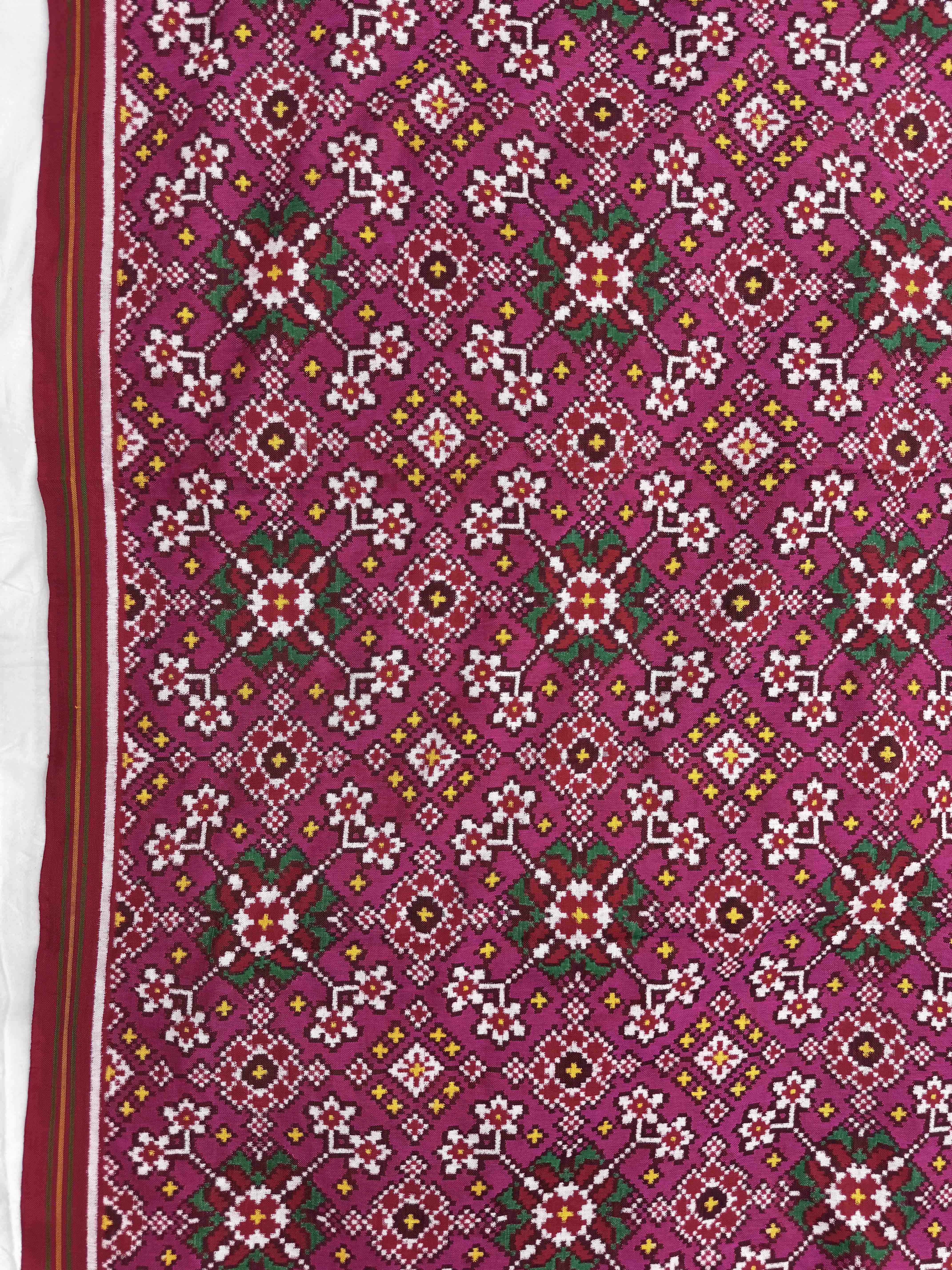 Red & Pink Navratan Double Ikat Patan Patola Saree