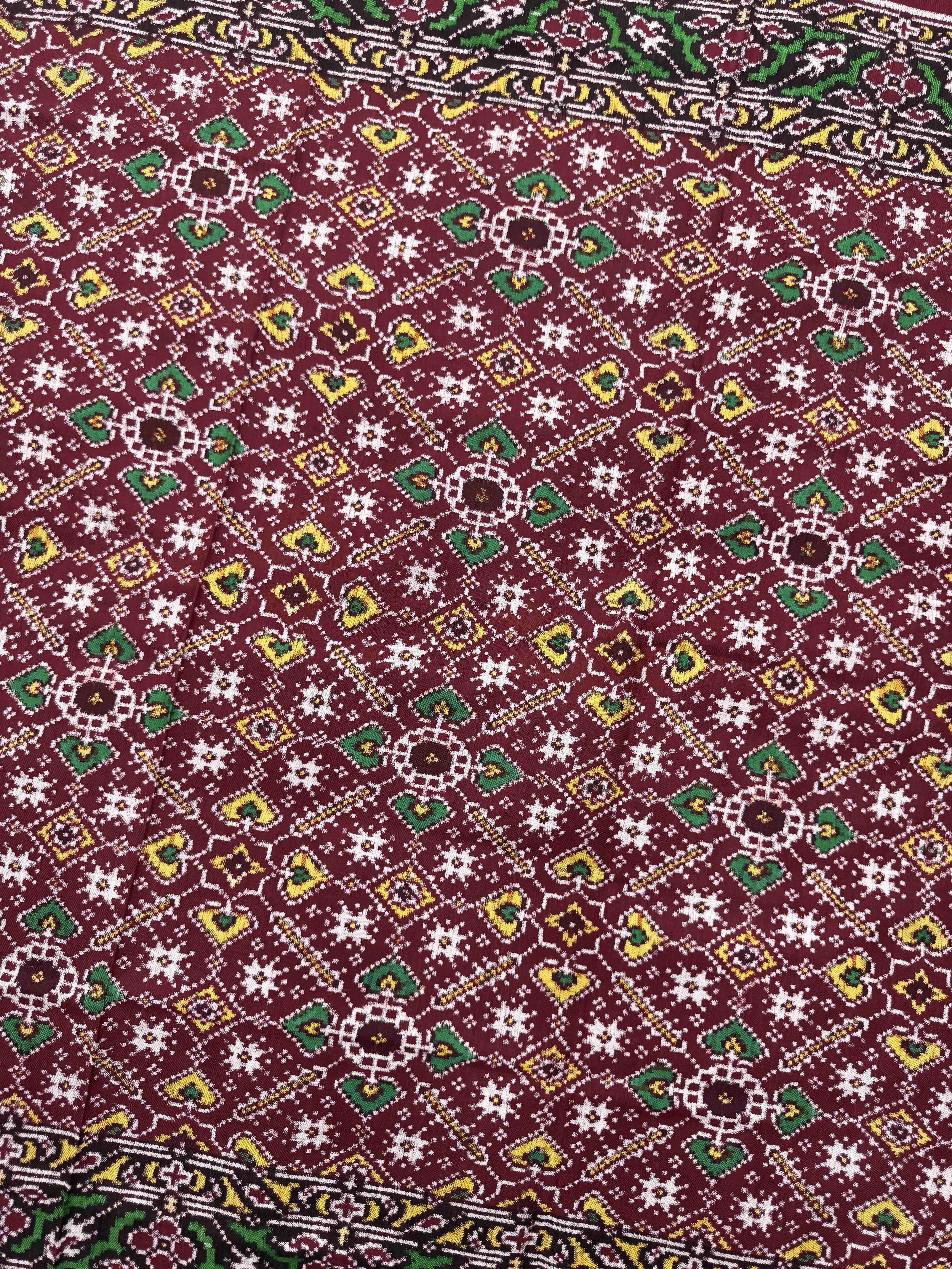 Maroon Manekchowk Double Ikat Patan Patola Saree