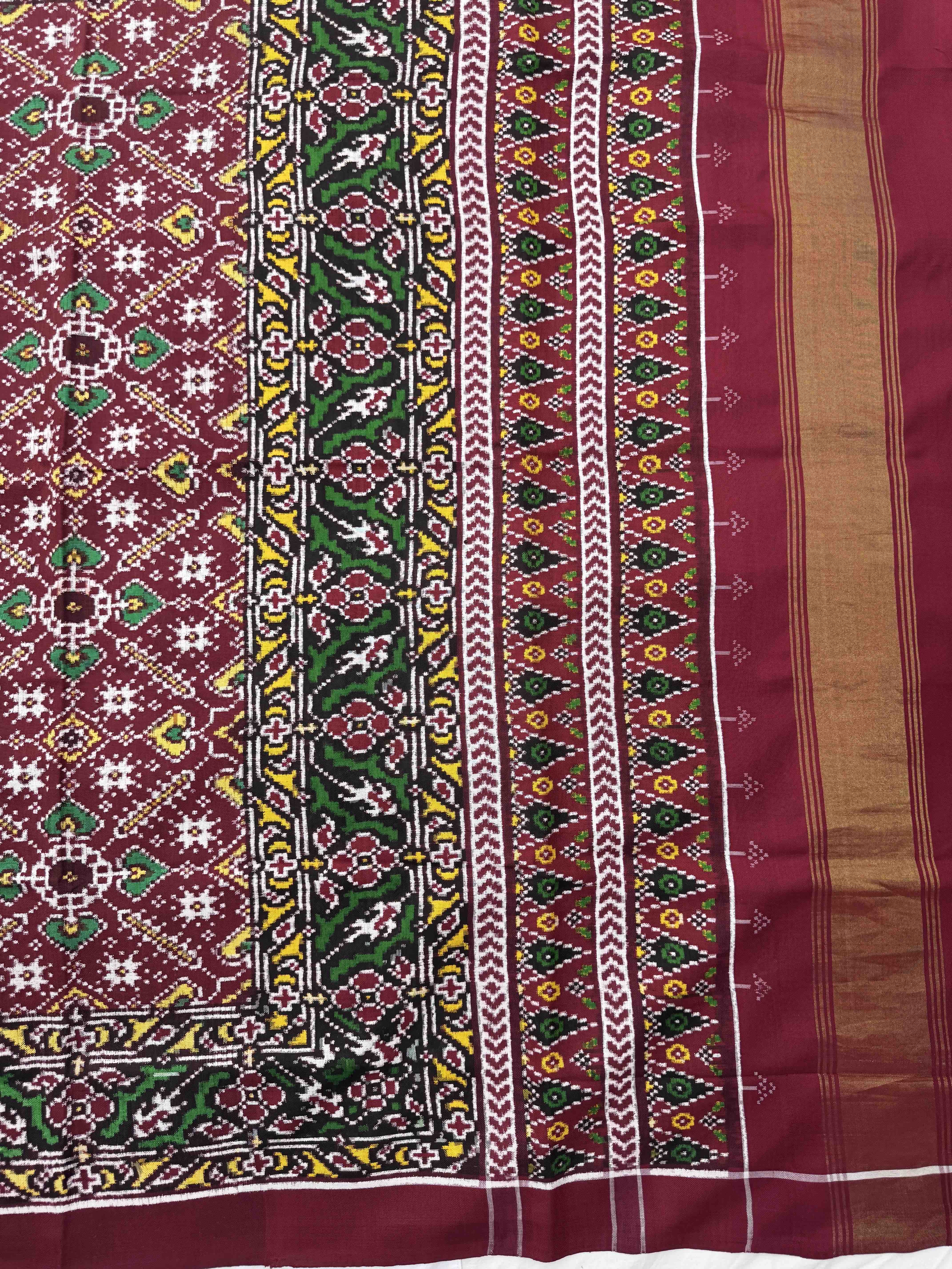 Maroon Manekchowk Double Ikat Patan Patola Saree