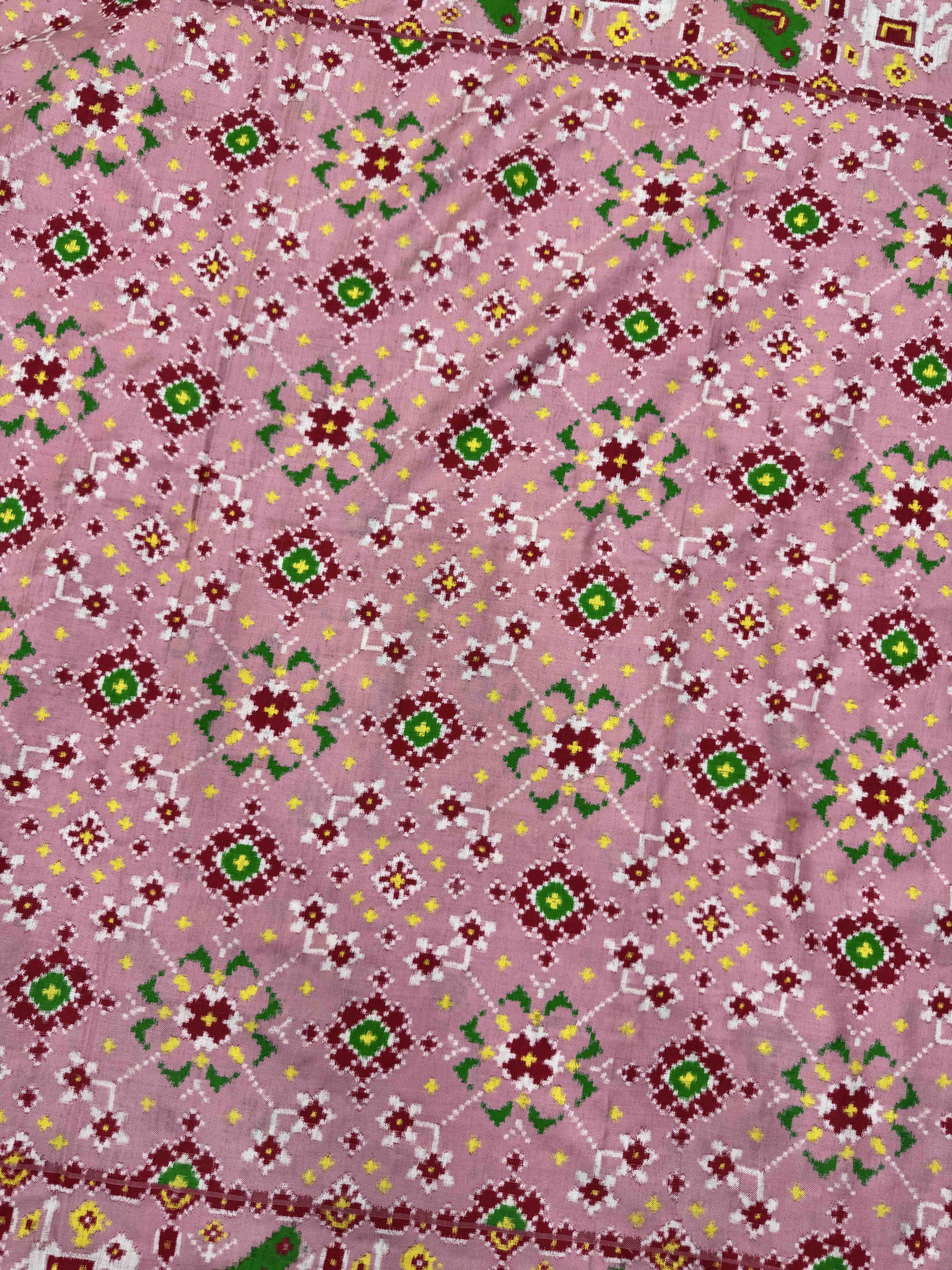 Light Pink Navratan Double Ikat Patan Patola Saree
