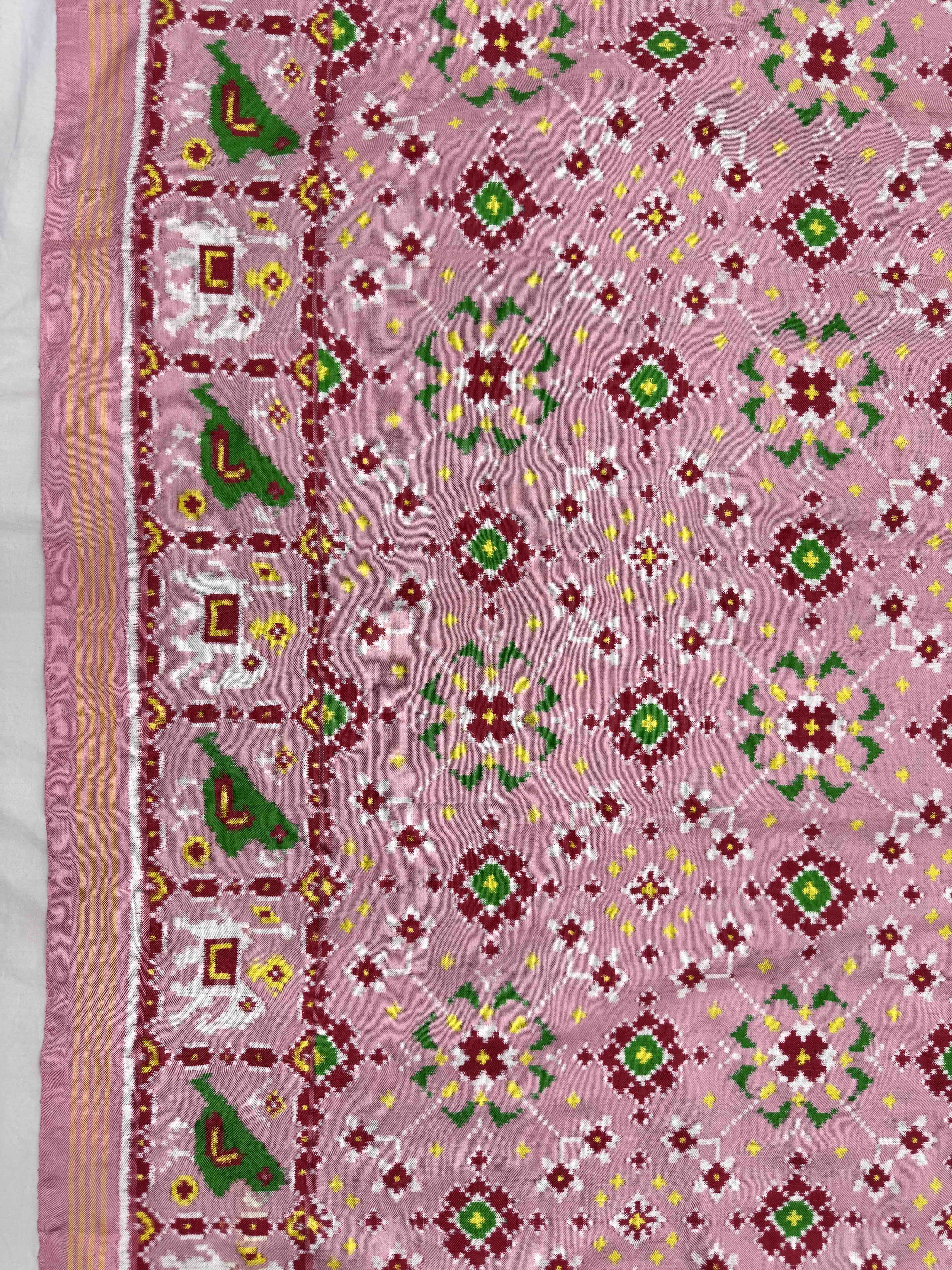 Light Pink Navratan Double Ikat Patan Patola Saree