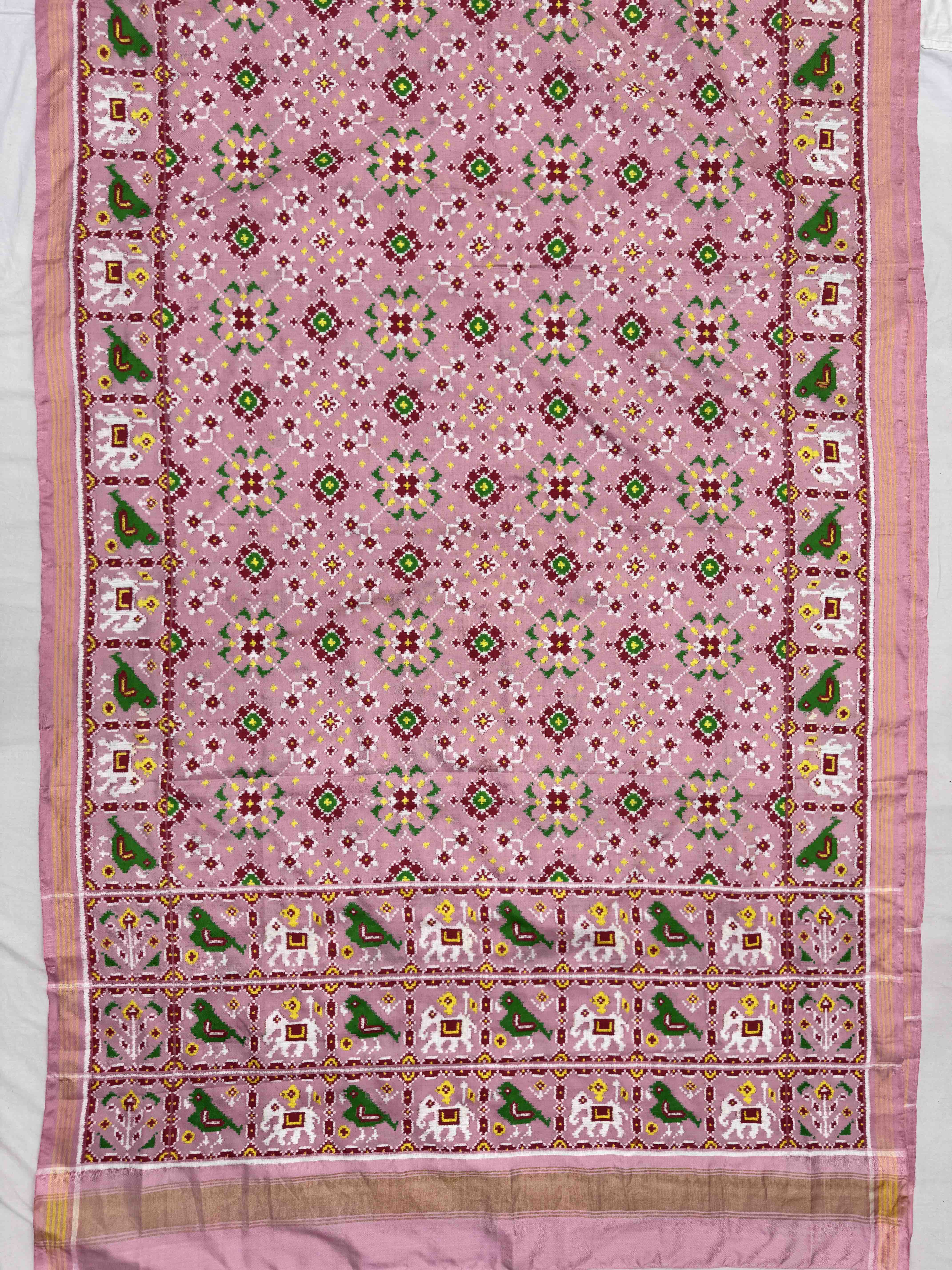 Light Pink Navratan Double Ikat Patan Patola Saree