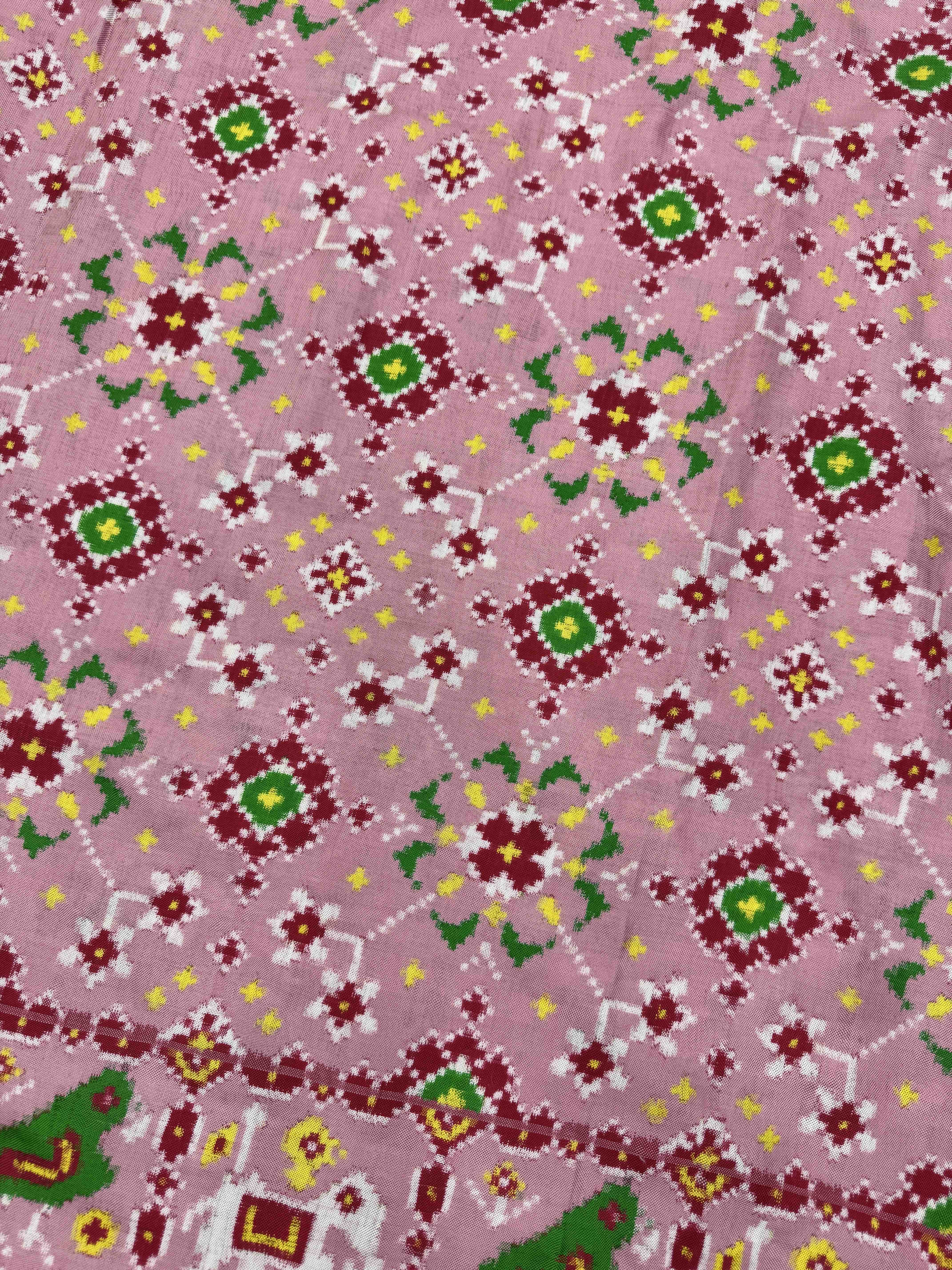 Light Pink Navratan Double Ikat Patan Patola Saree