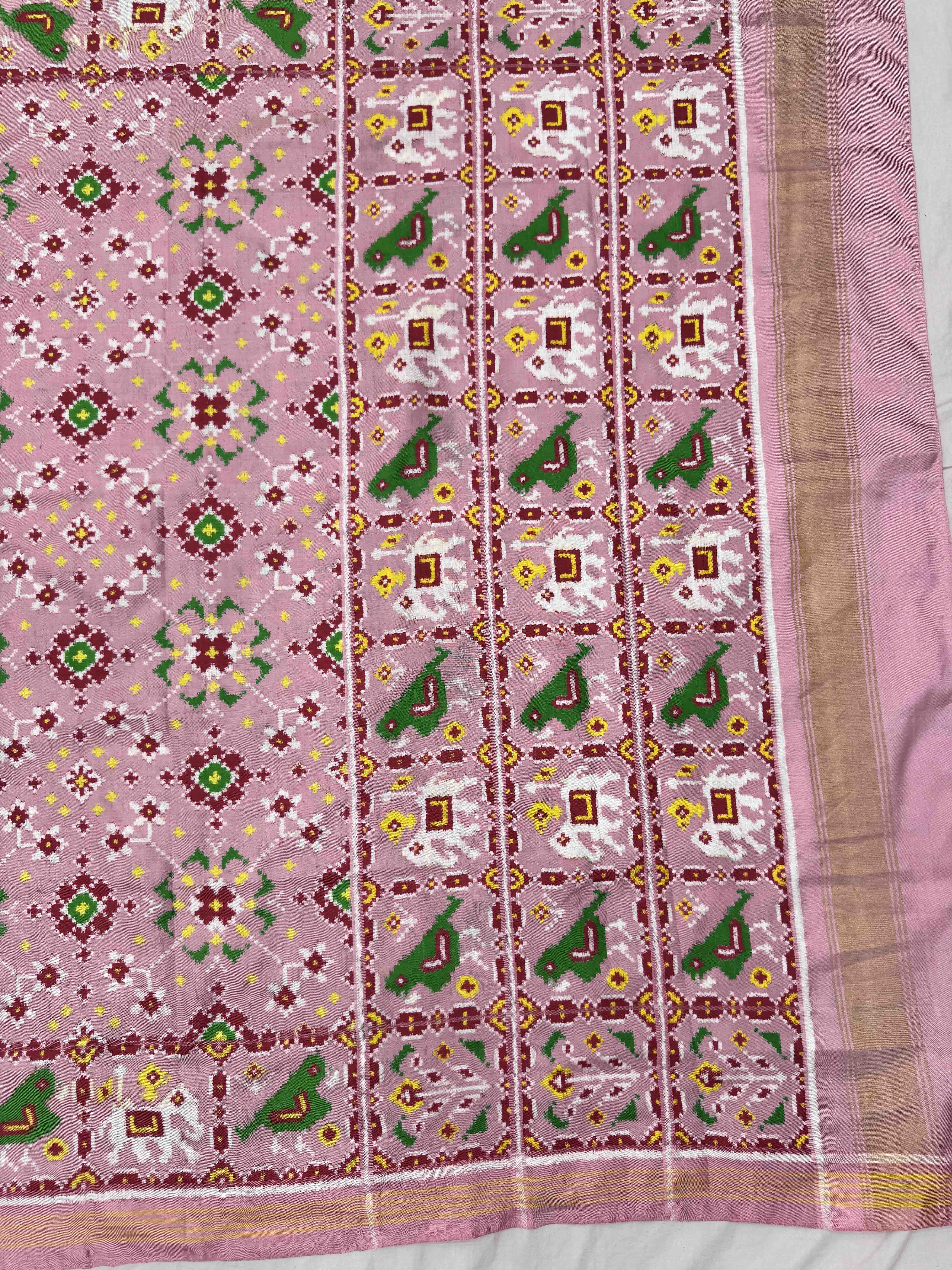 Light Pink Navratan Double Ikat Patan Patola Saree