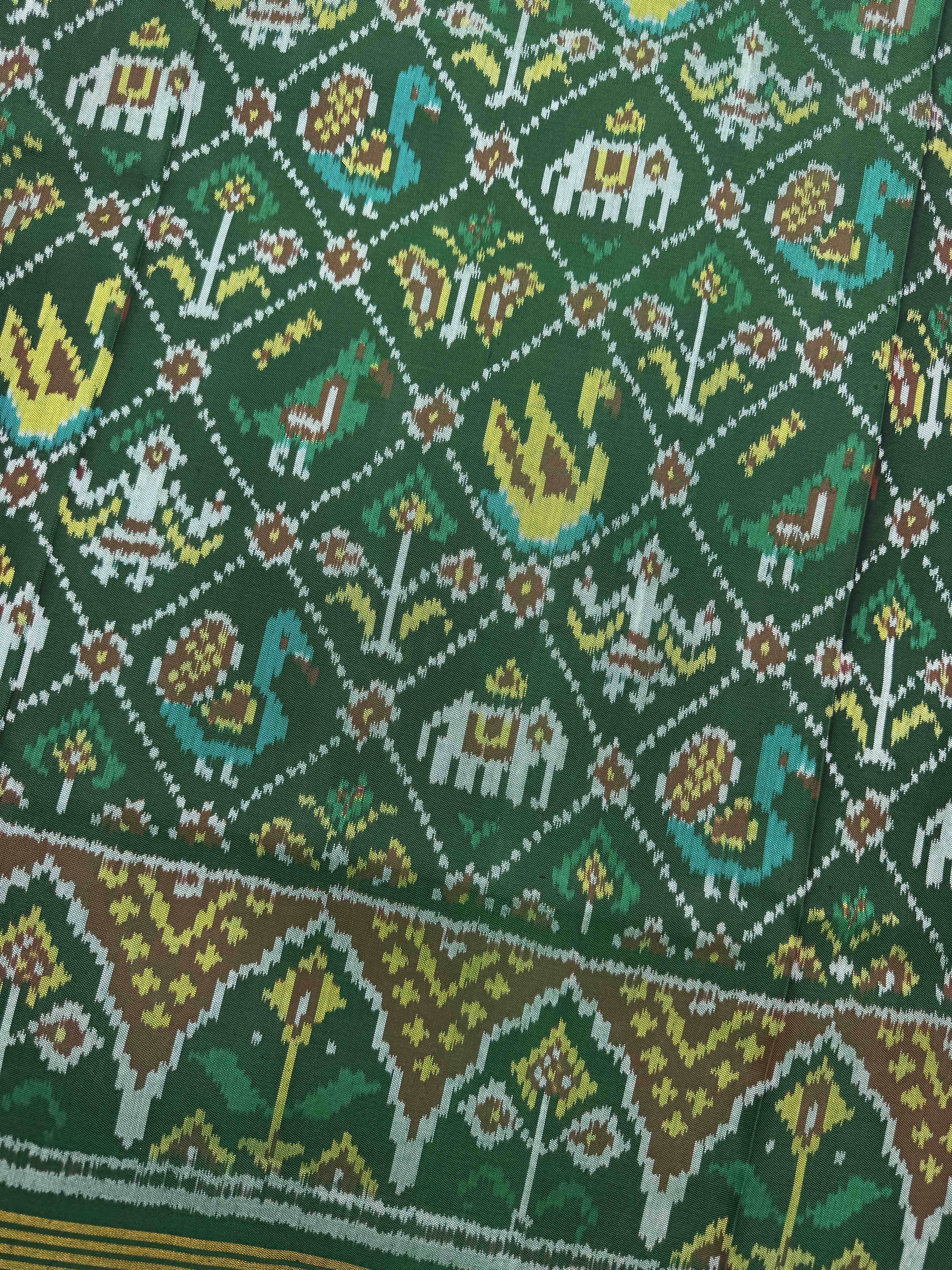 Green Narikunj Single Ikat Patan Patola Saree