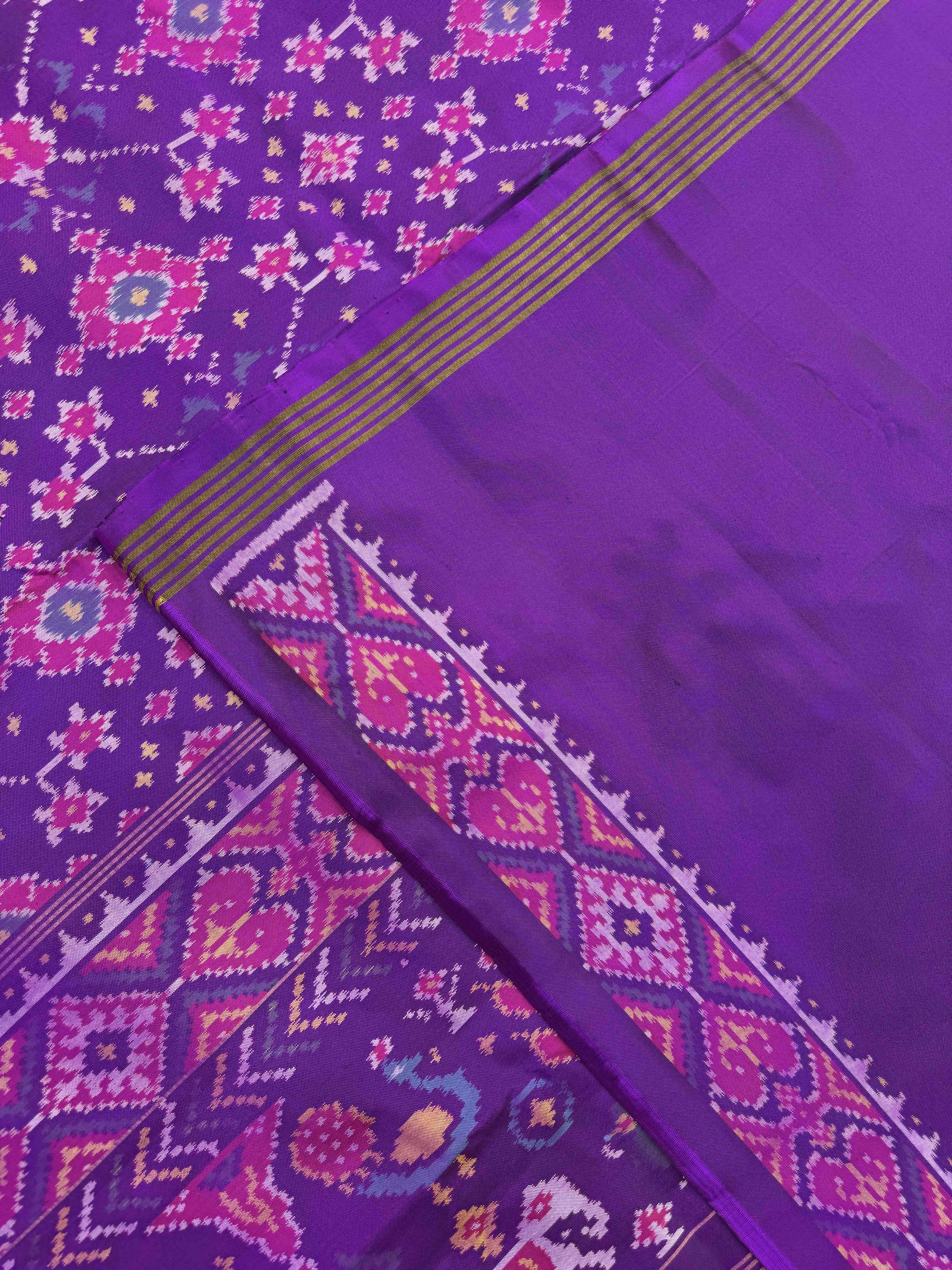 Purple Navratan Single Ikat Patan Patola Saree