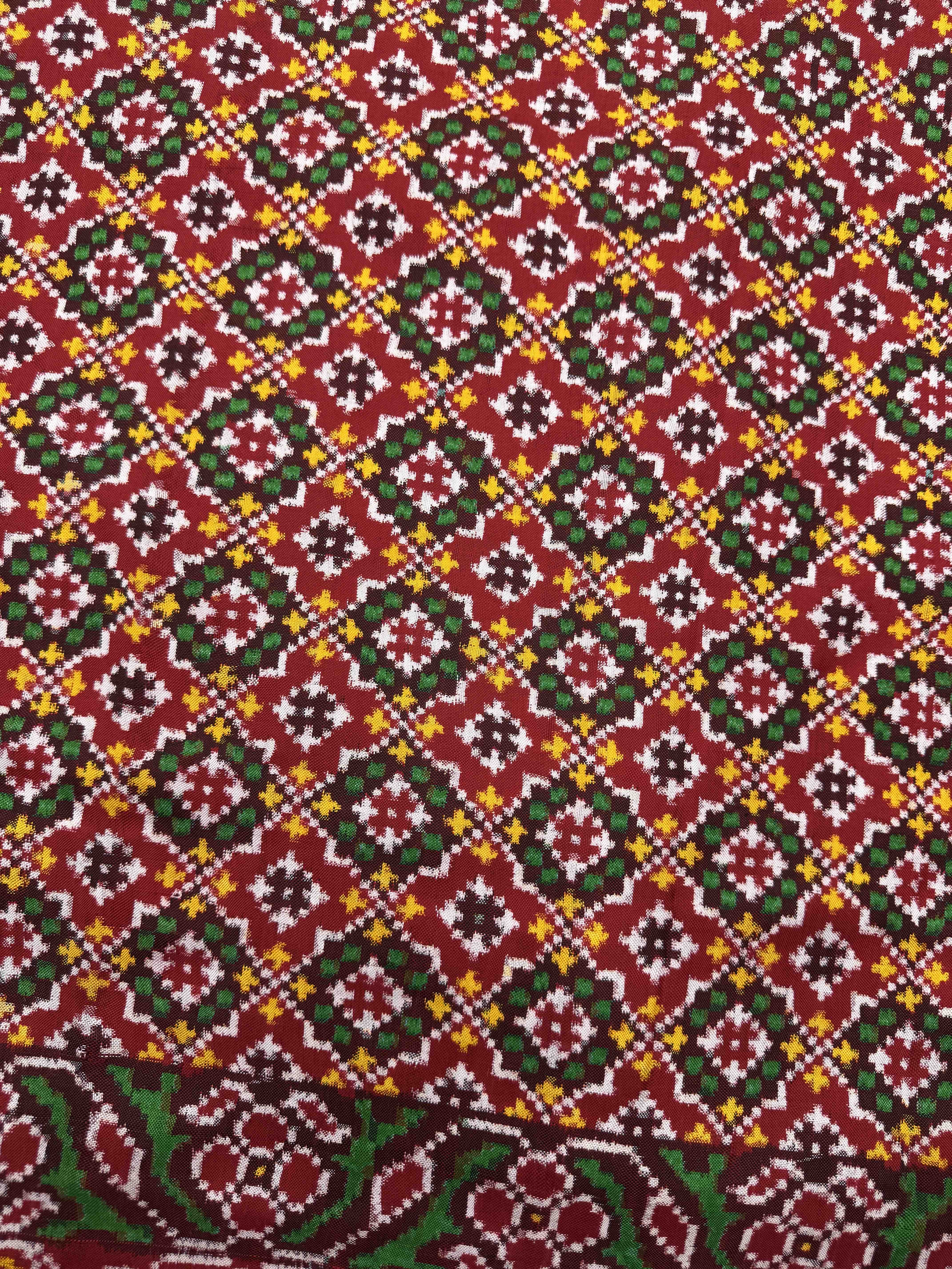 Red Buttonful Double Ikat Patan Patola Saree