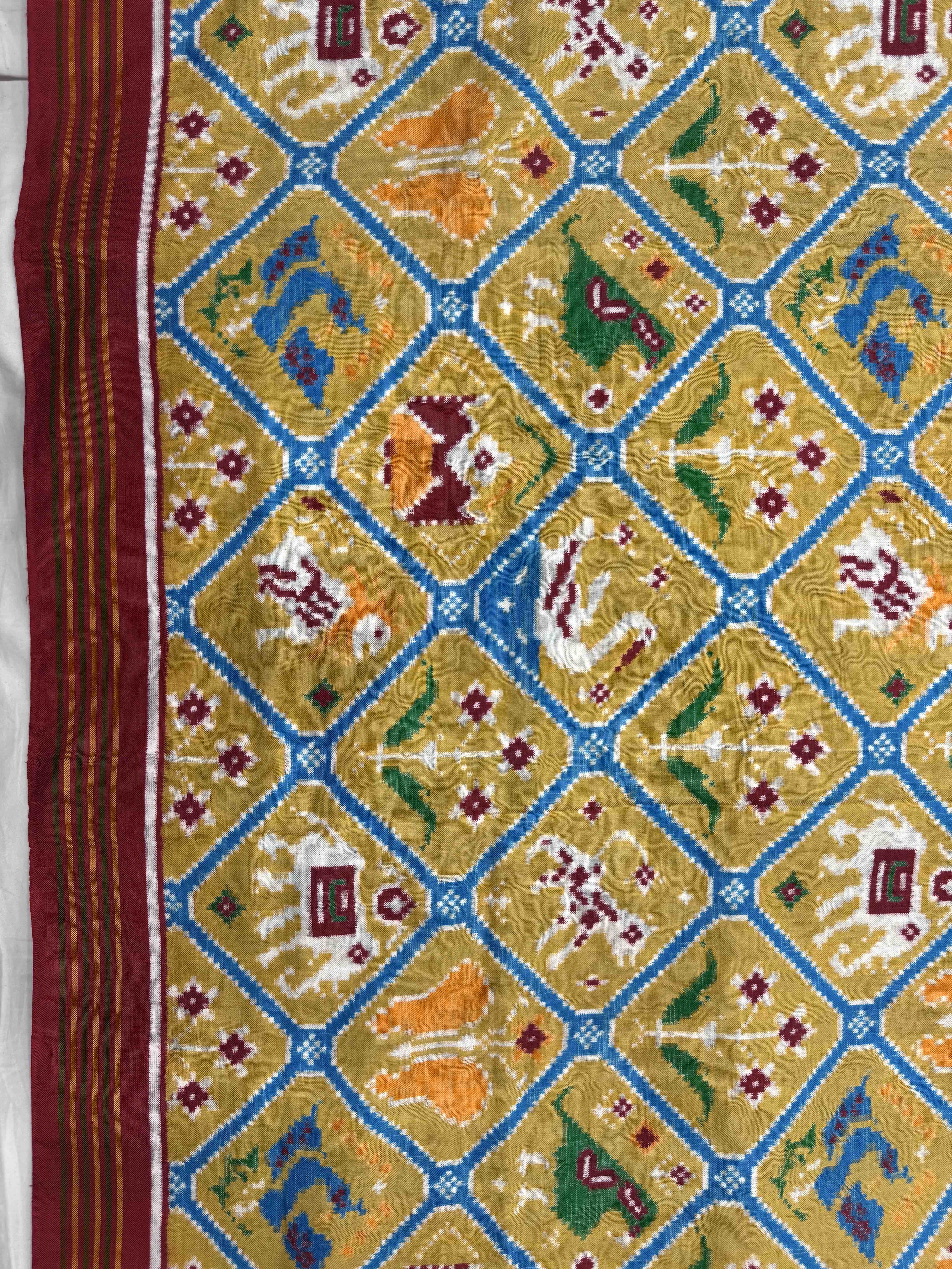 Red & Biscuit Narikunj Double Ikat Patan Patola Saree