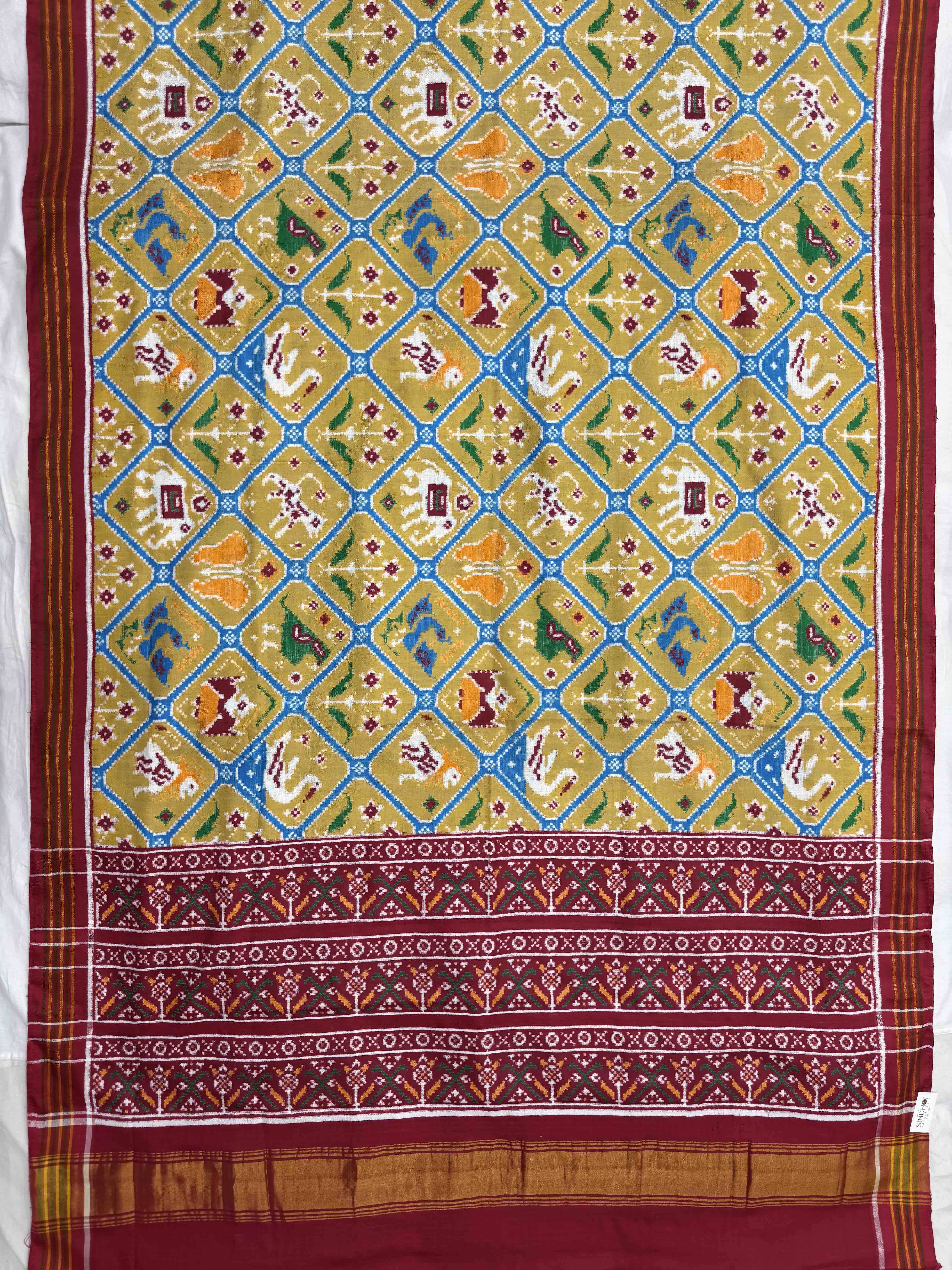 Red & Biscuit Narikunj Double Ikat Patan Patola Saree