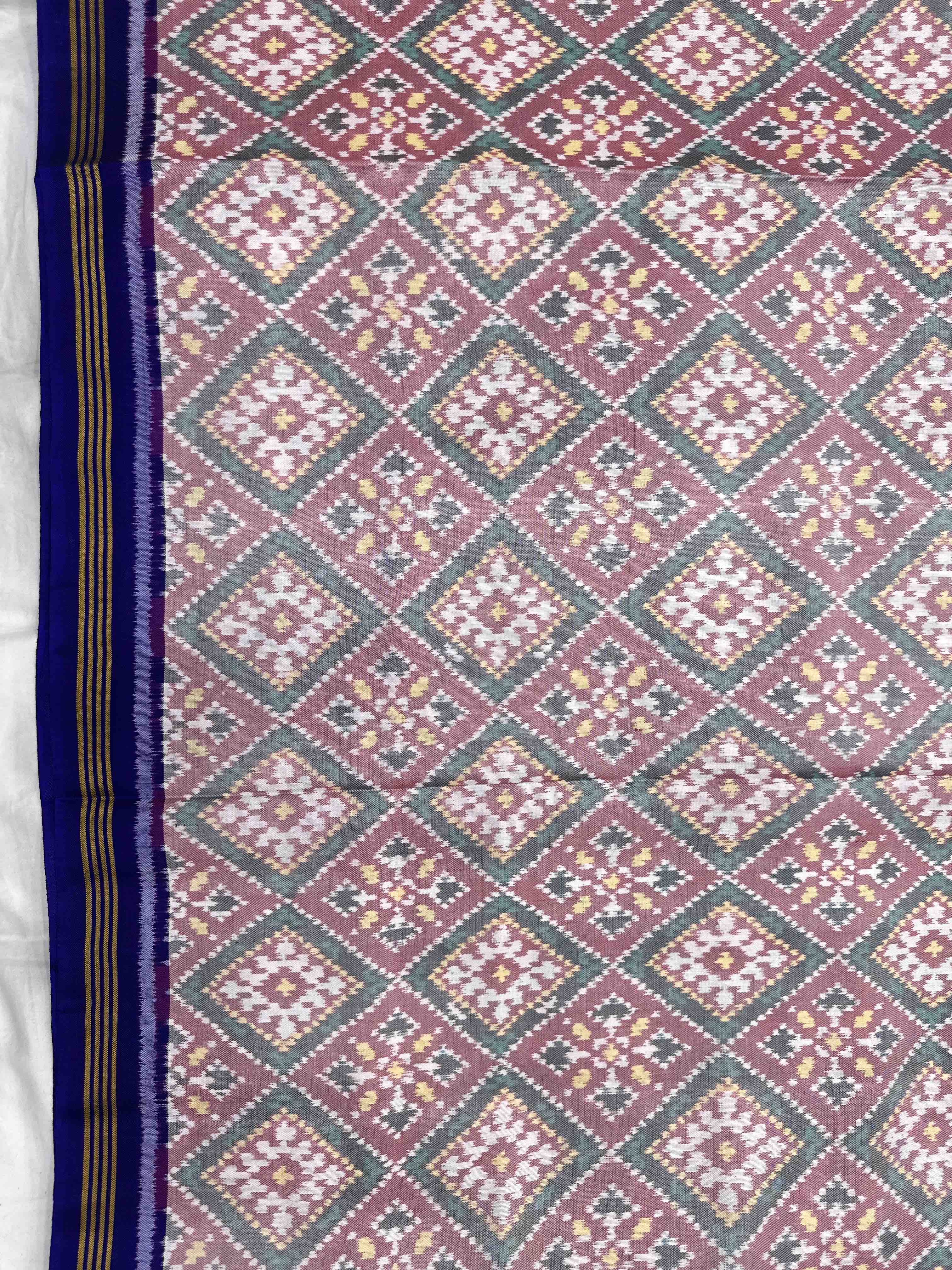 Blue & White Panchanda Single Ikat Patan Patola Saree