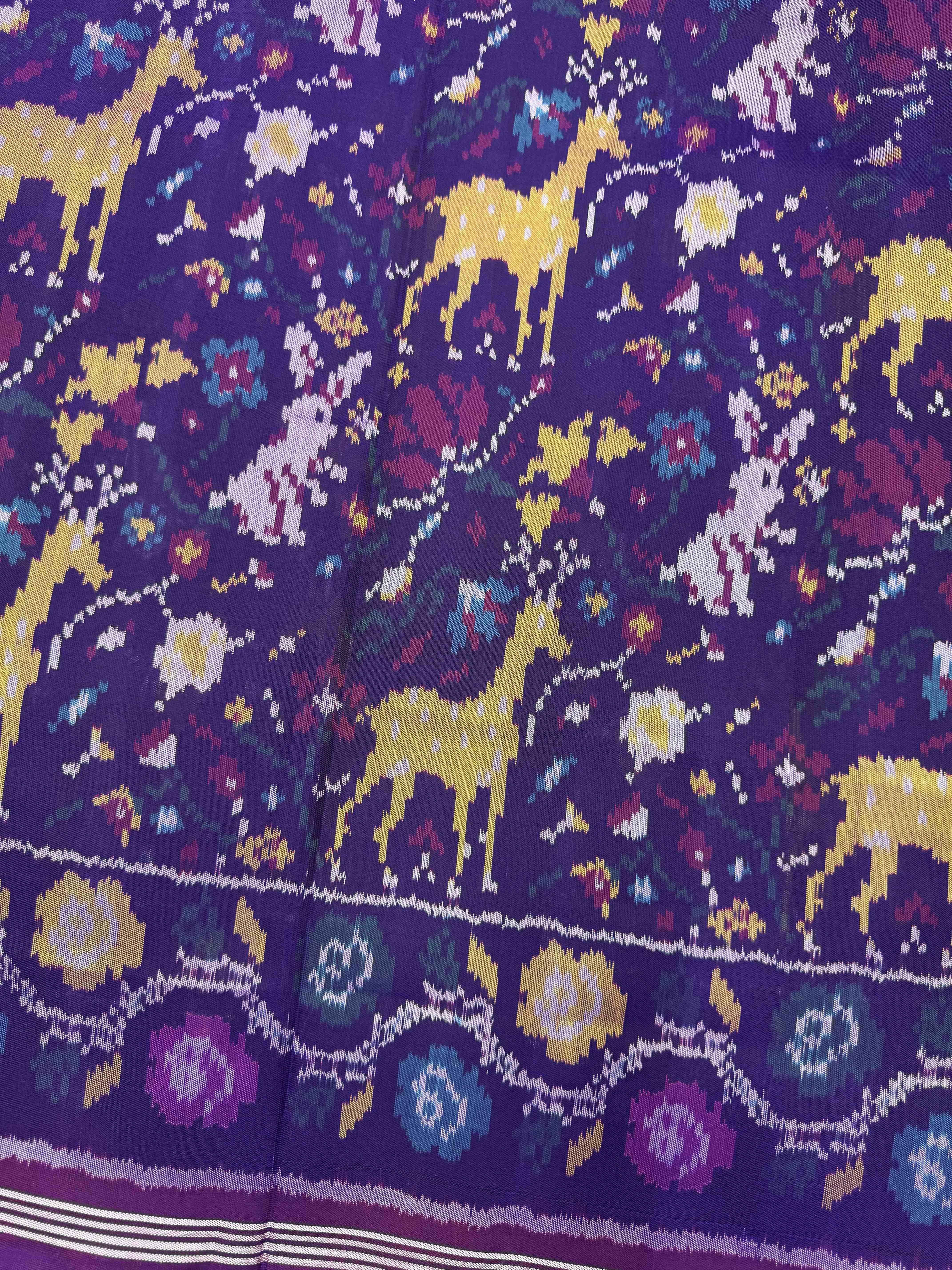 Purple Jungle Design Single Ikat Patan Patola Saree