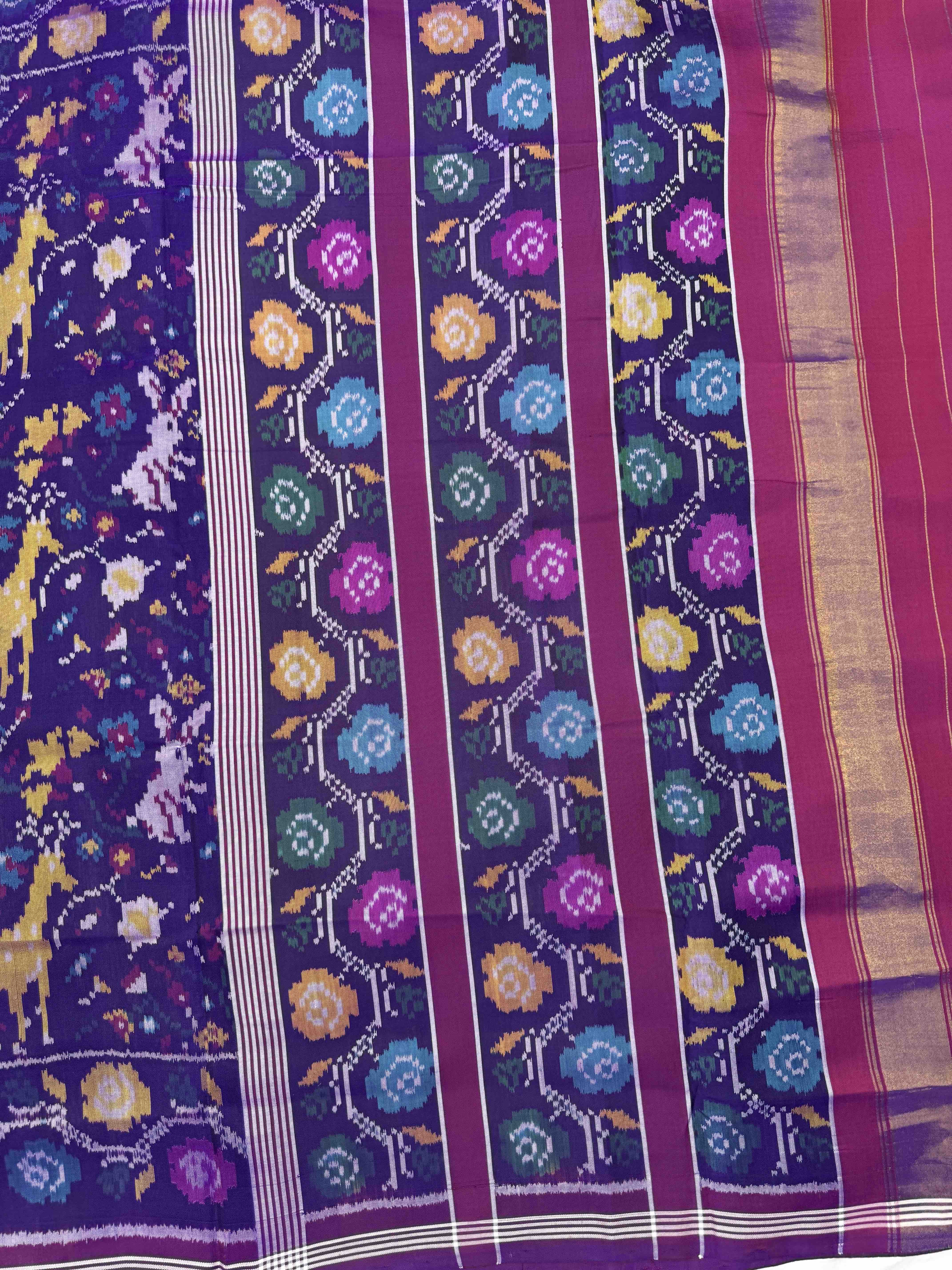 Purple Jungle Design Single Ikat Patan Patola Saree