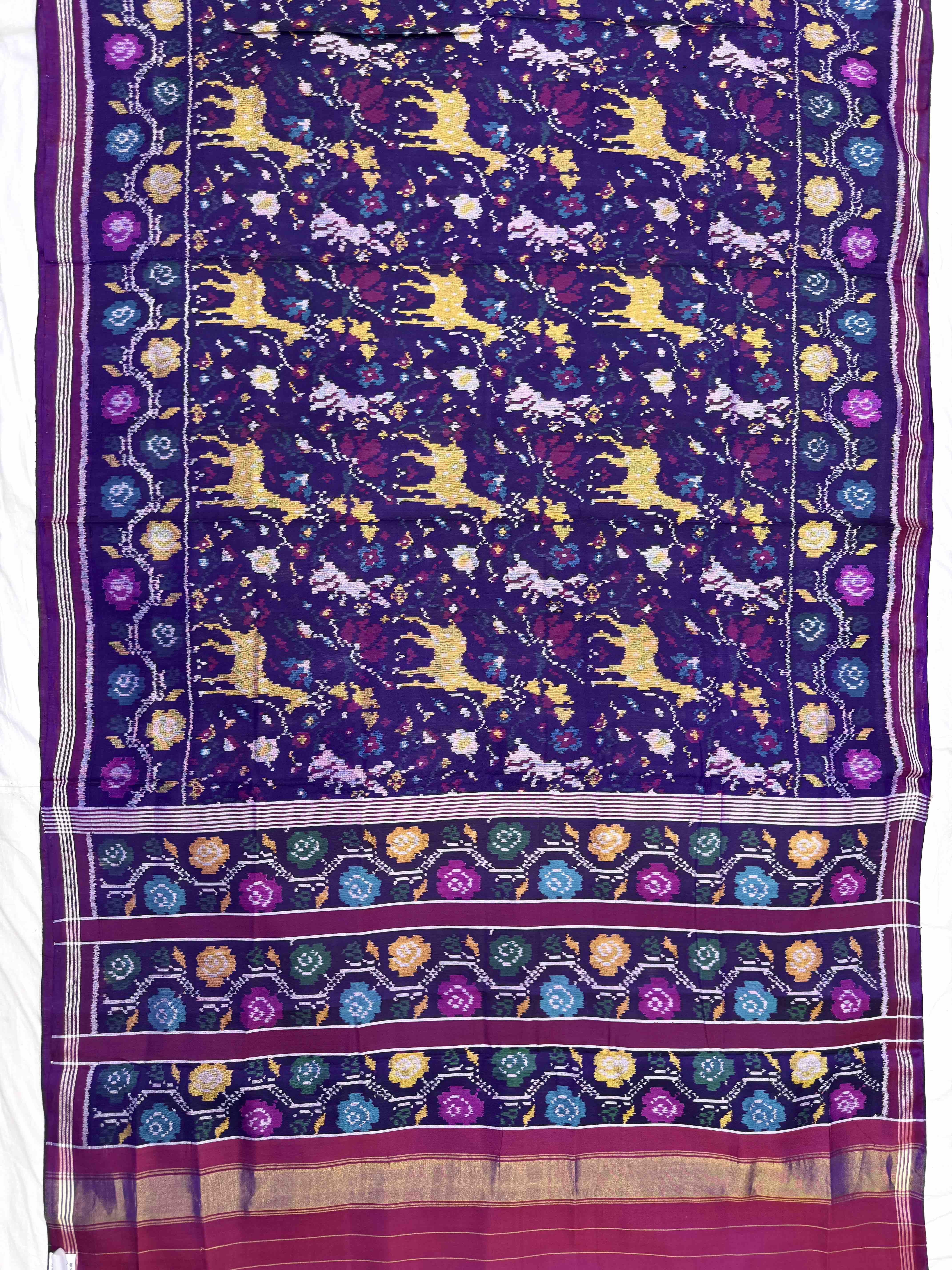 Purple Jungle Design Single Ikat Patan Patola Saree