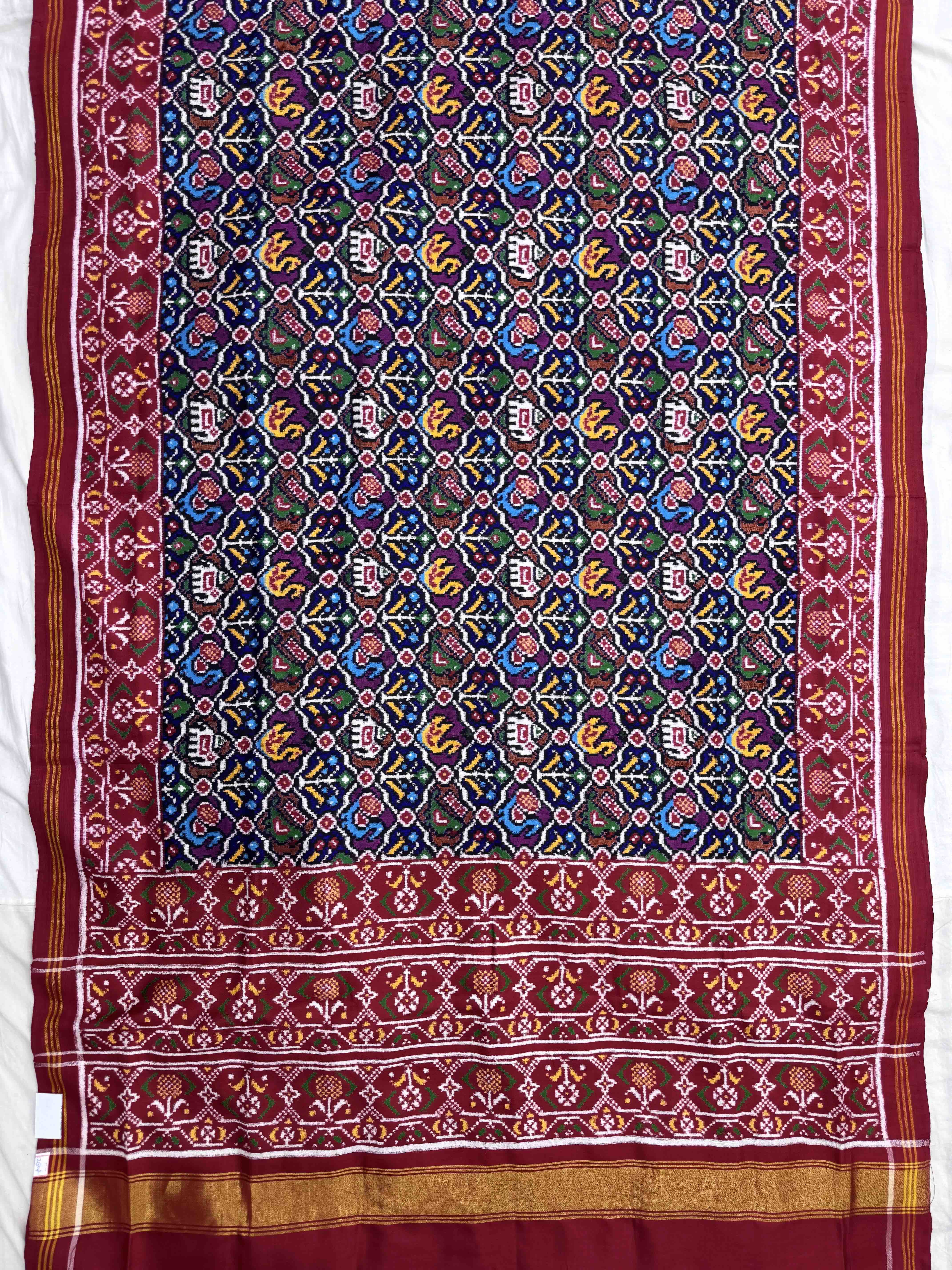 Red & Multicolor Small Narikunj Flower Double Ikat Patan Patola Saree
